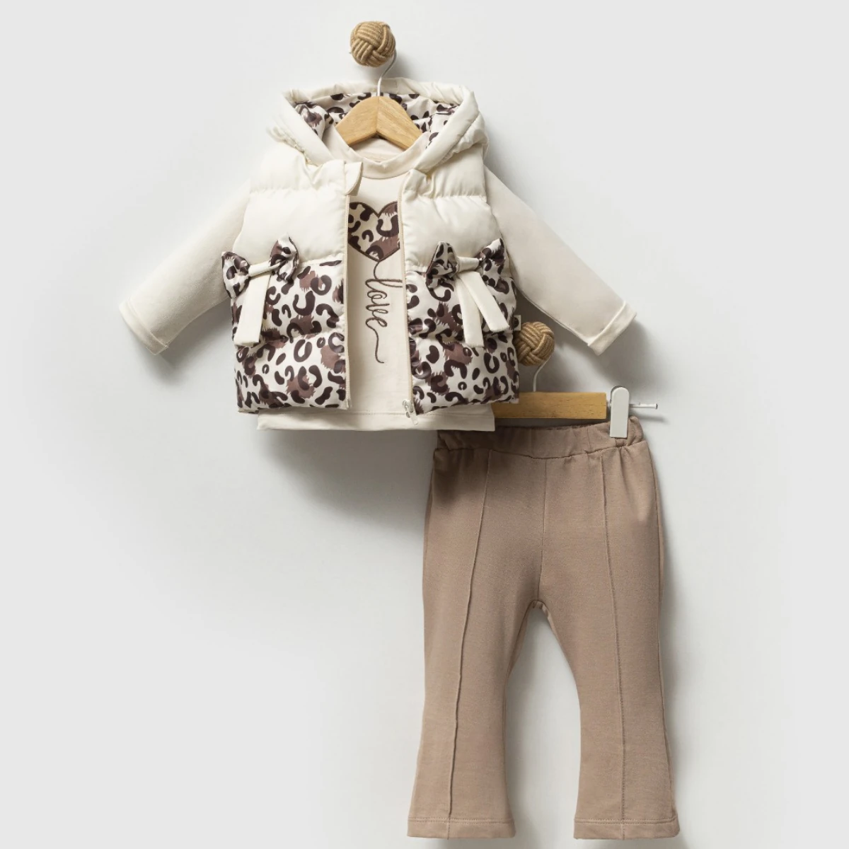 Yelekli İspanyol Paça Kız Bebek 3'lü Takım