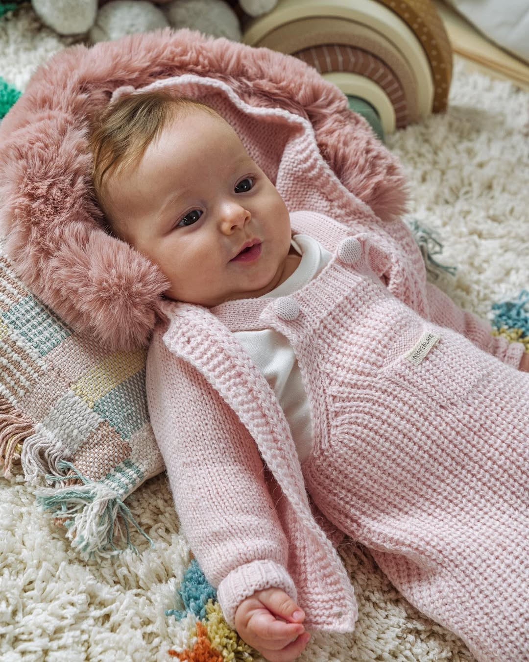 %100 Organik Pamuklu Triko Selanik Model 3'lü Salopet Takım - Pembe