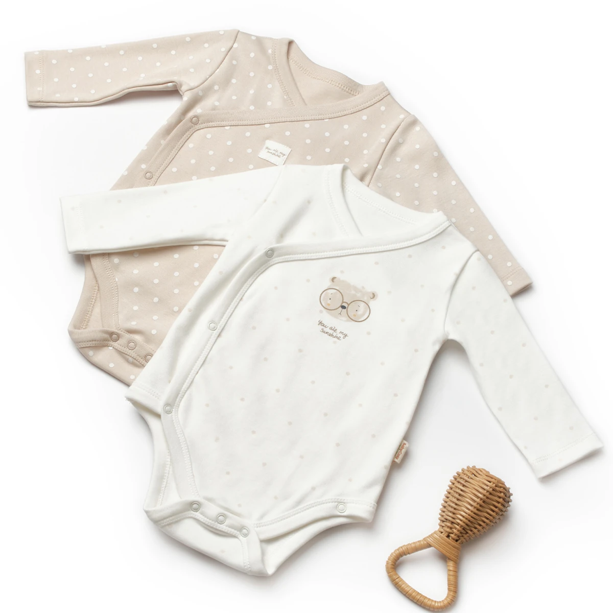 %100 Organik Pamuklu Unisex ''You are my sunshine'' İkili Uzun Kollu Body Takımı