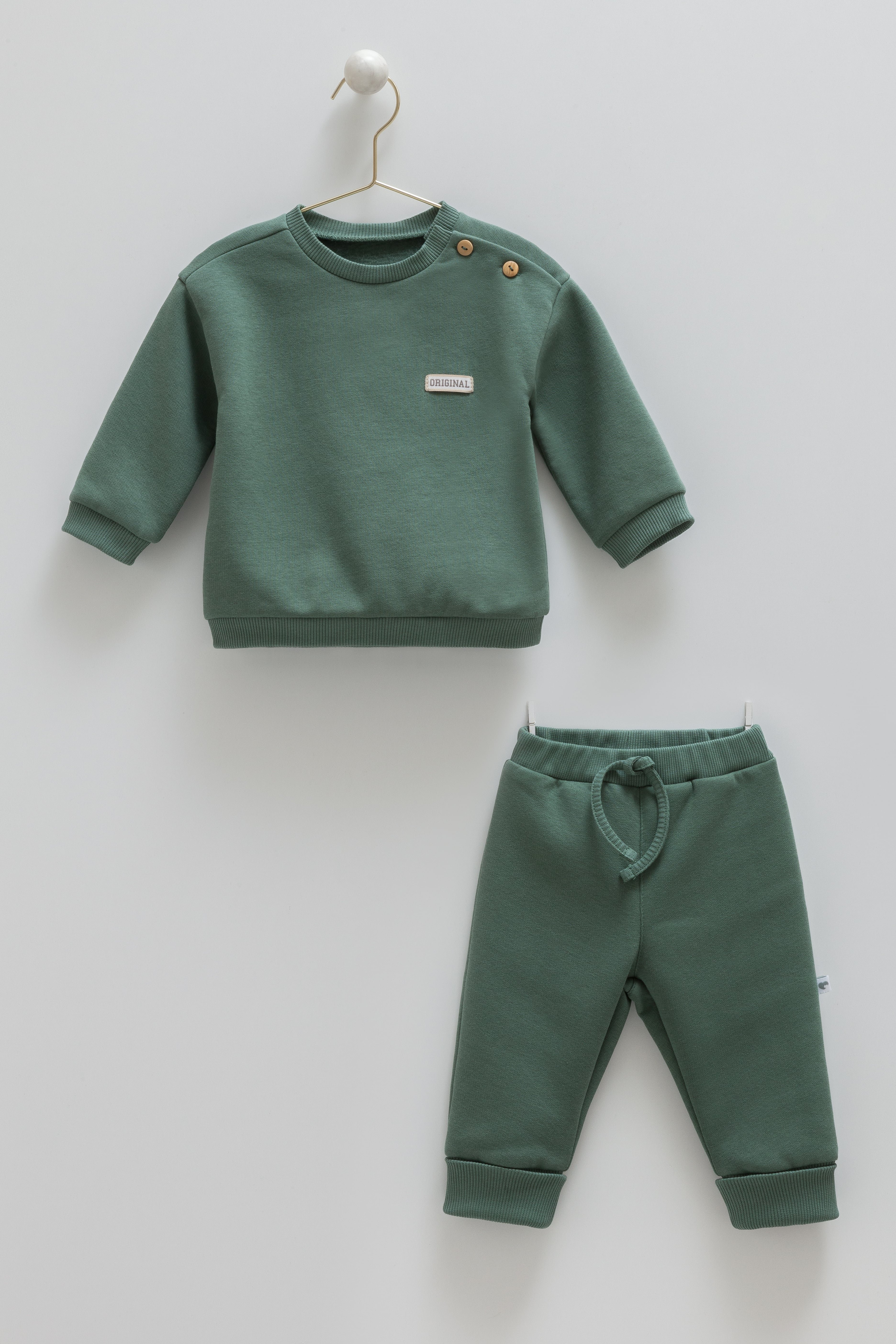 1882- Premium %100 Pamuklu Erkek Bebek Basic 2'li Takım - Yeşil