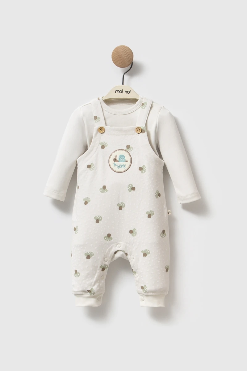 Mantar Desenli Unisex Salopet Takımı