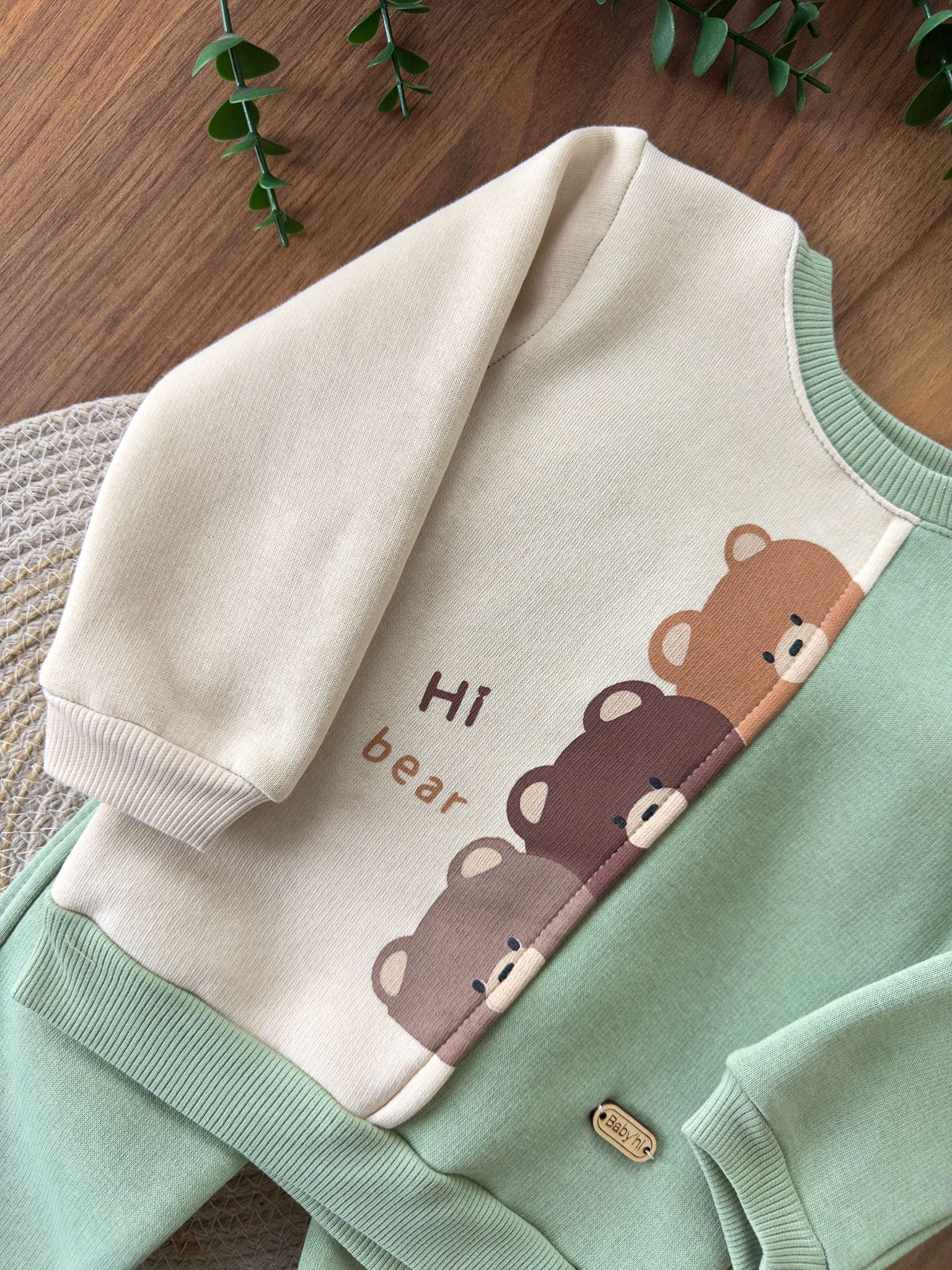 ''Hi Bear'' Erkek Bebek İkili Takım - Yeşil