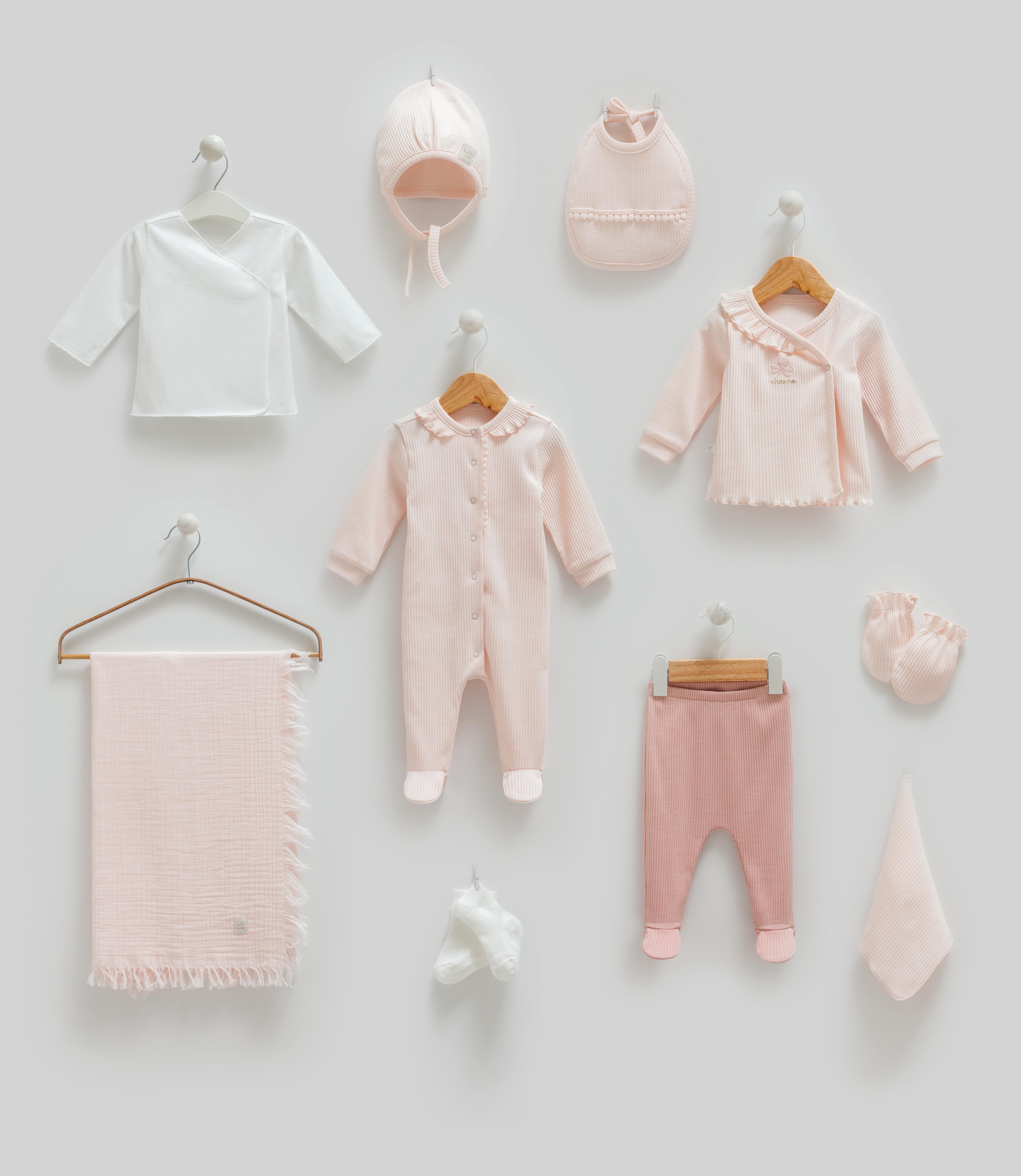 Organik Pamuklu Romantic Color 10'lu Hastane Çıkış Seti
