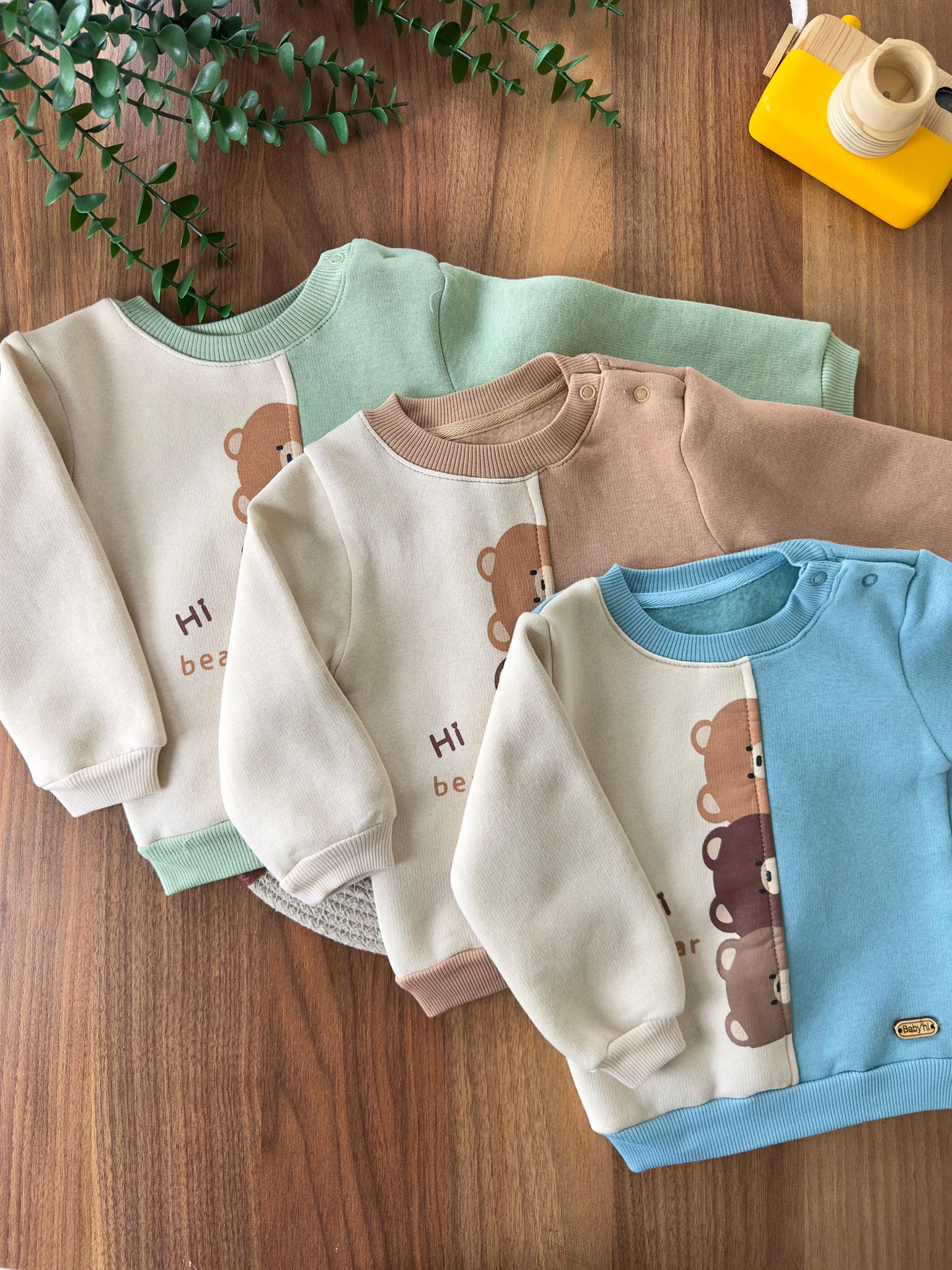 ''Hi Bear'' Erkek Bebek İkili Takım - Yeşil