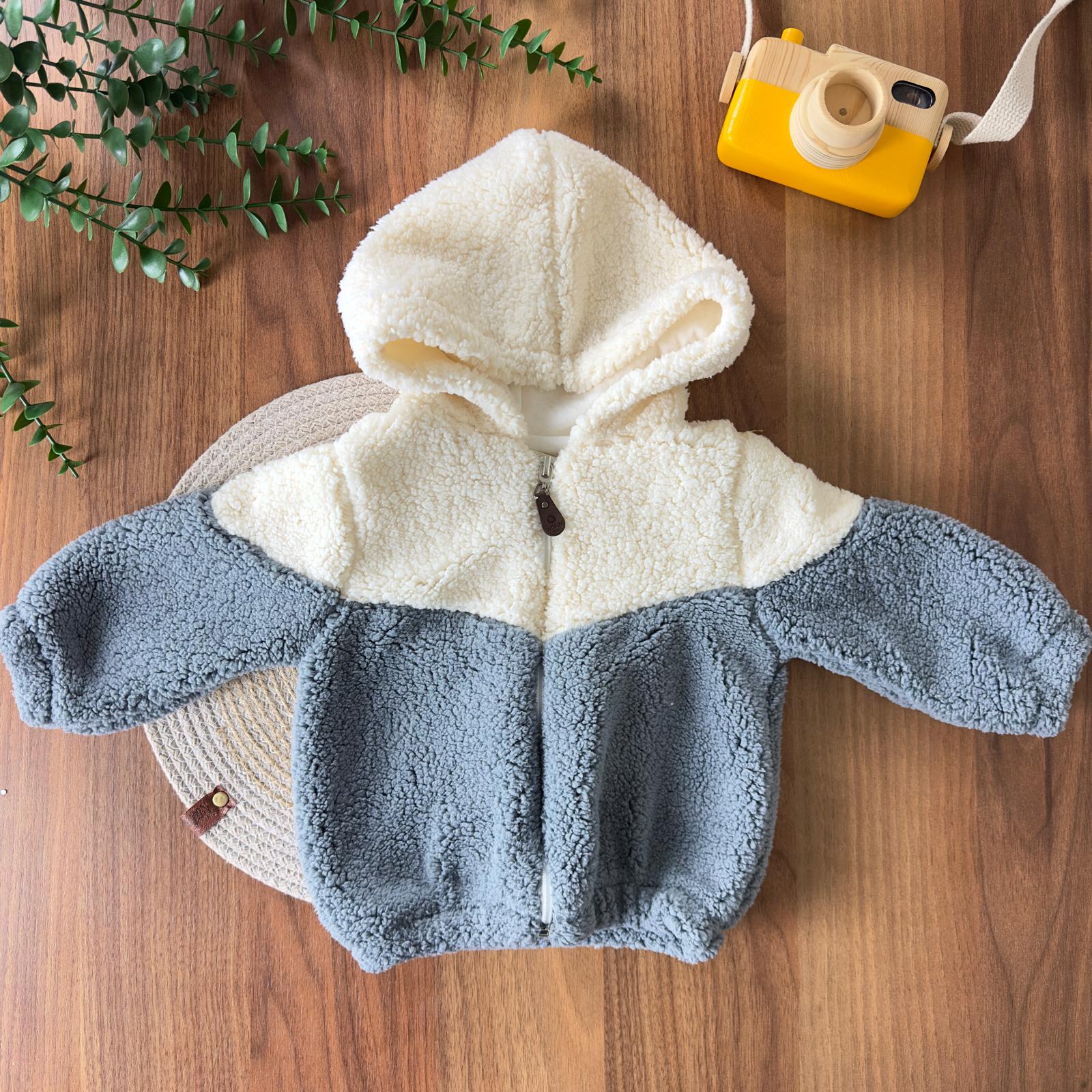 Kapüşonlu Welsoft Erkek Bebek Montu - Füme