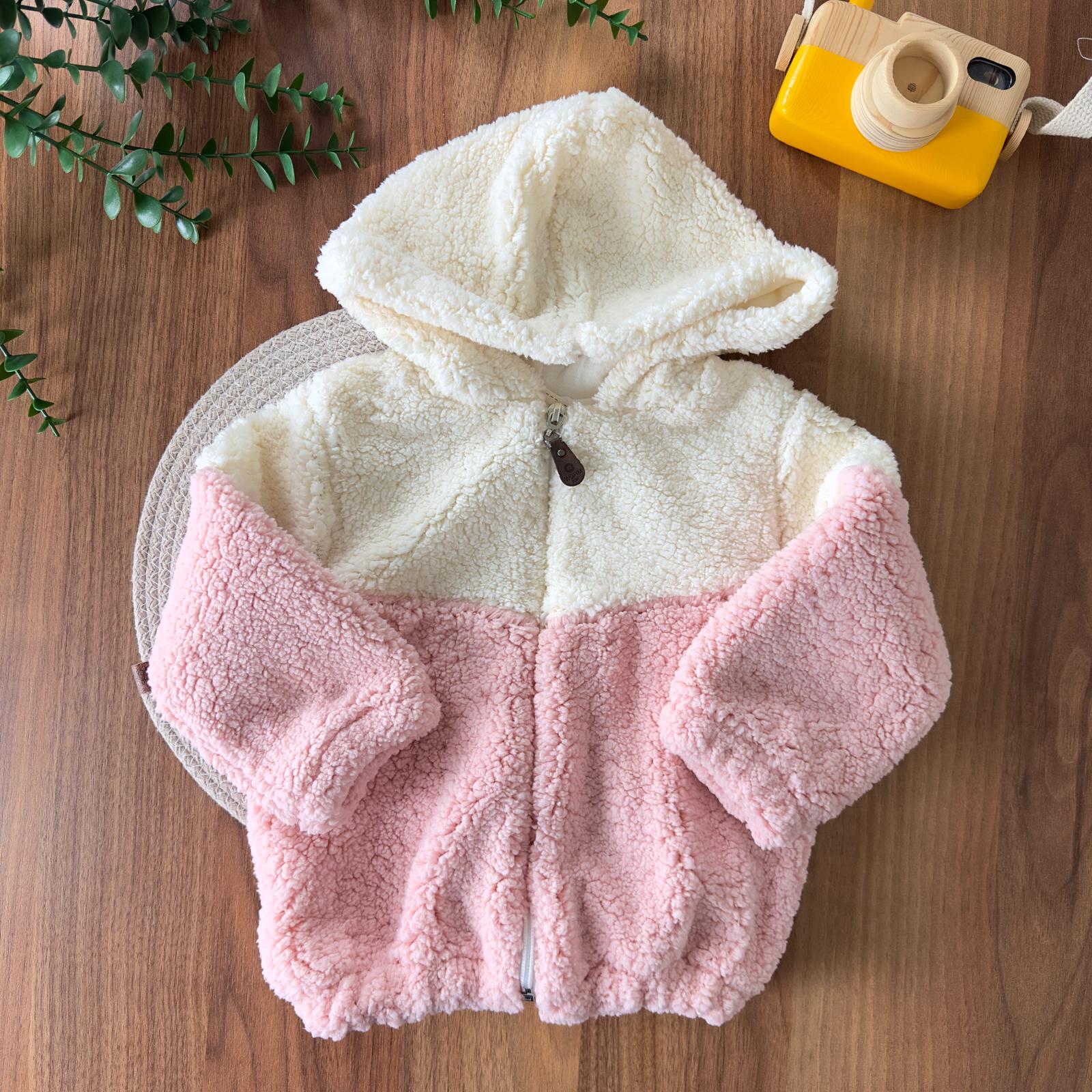 Kapüşonlu Welsoft Kız Bebek Montu