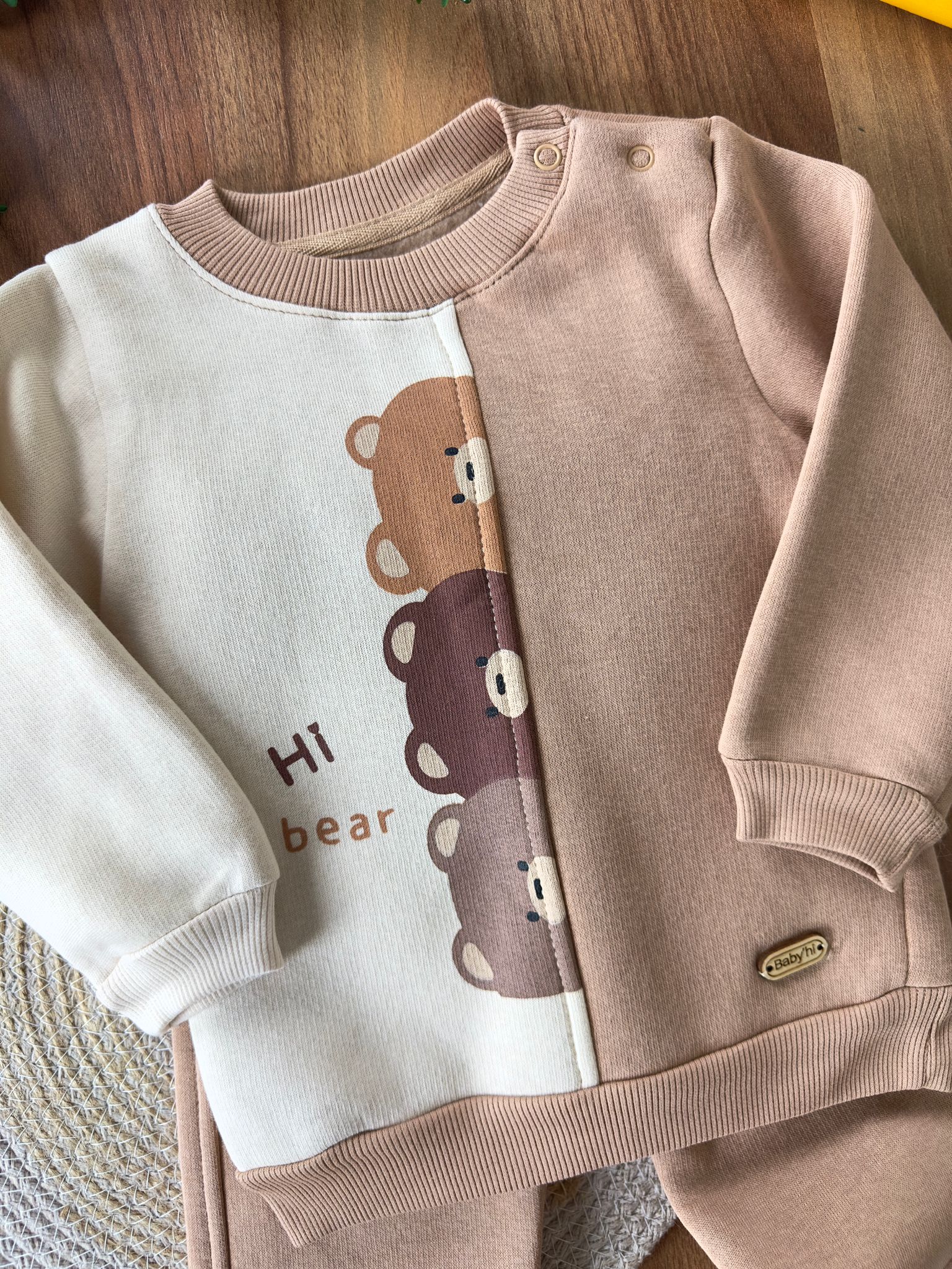 ''Hi Bear'' Erkek Bebek İkili Takım - Kahverengi