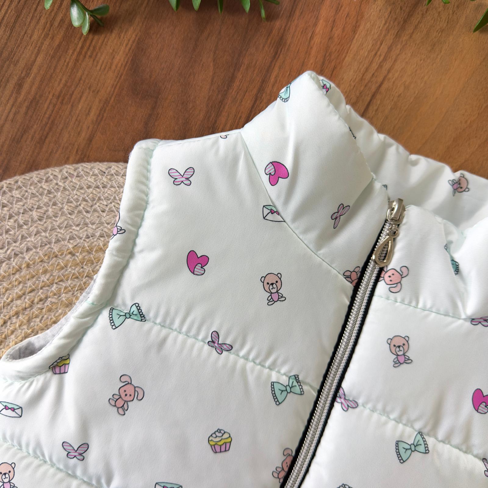 Ekru Kum Saati Desenli Kız Bebek Şişme Yelek