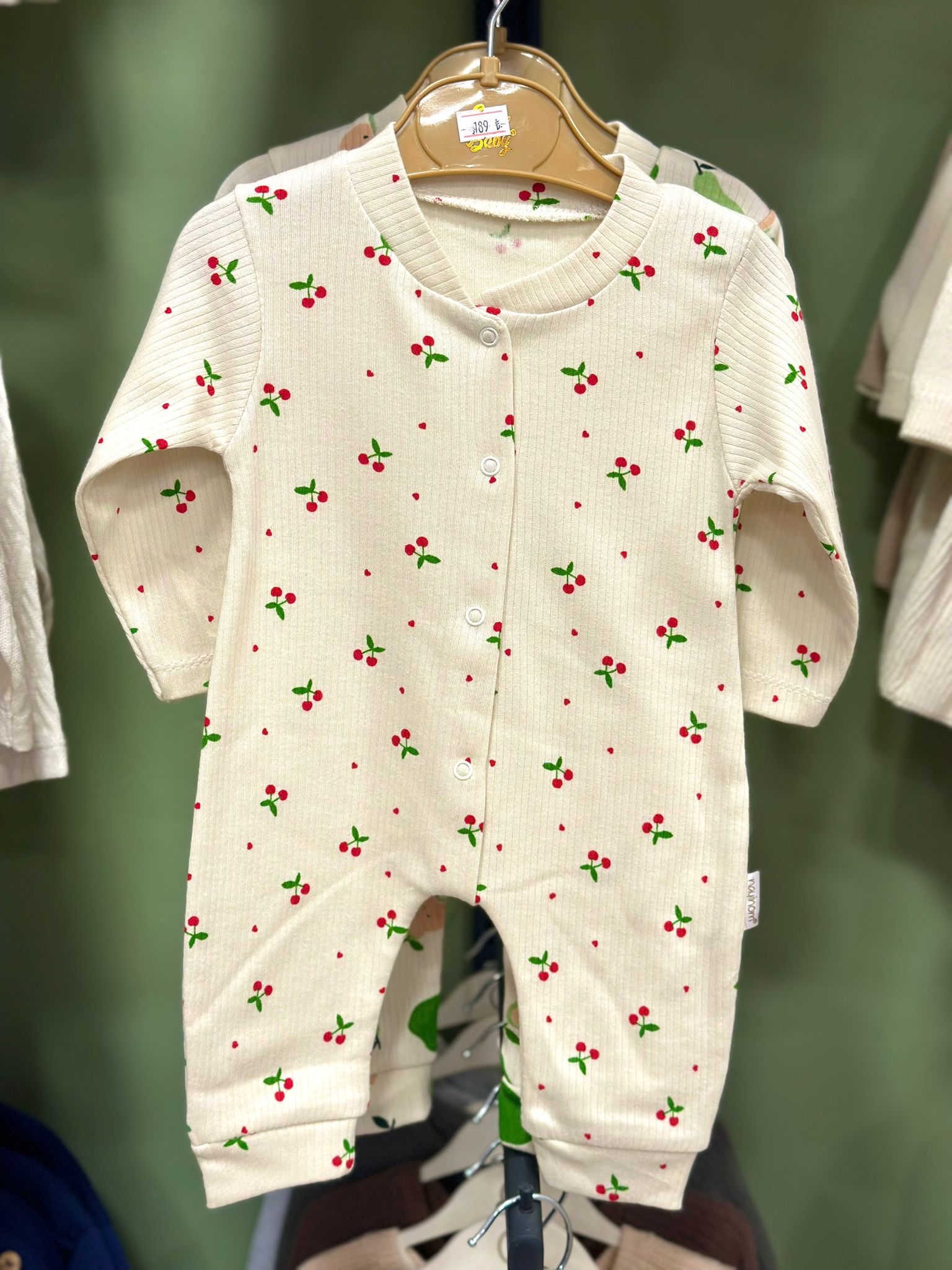 Kız Bebek Vişne Desenli Patiksiz Tulum