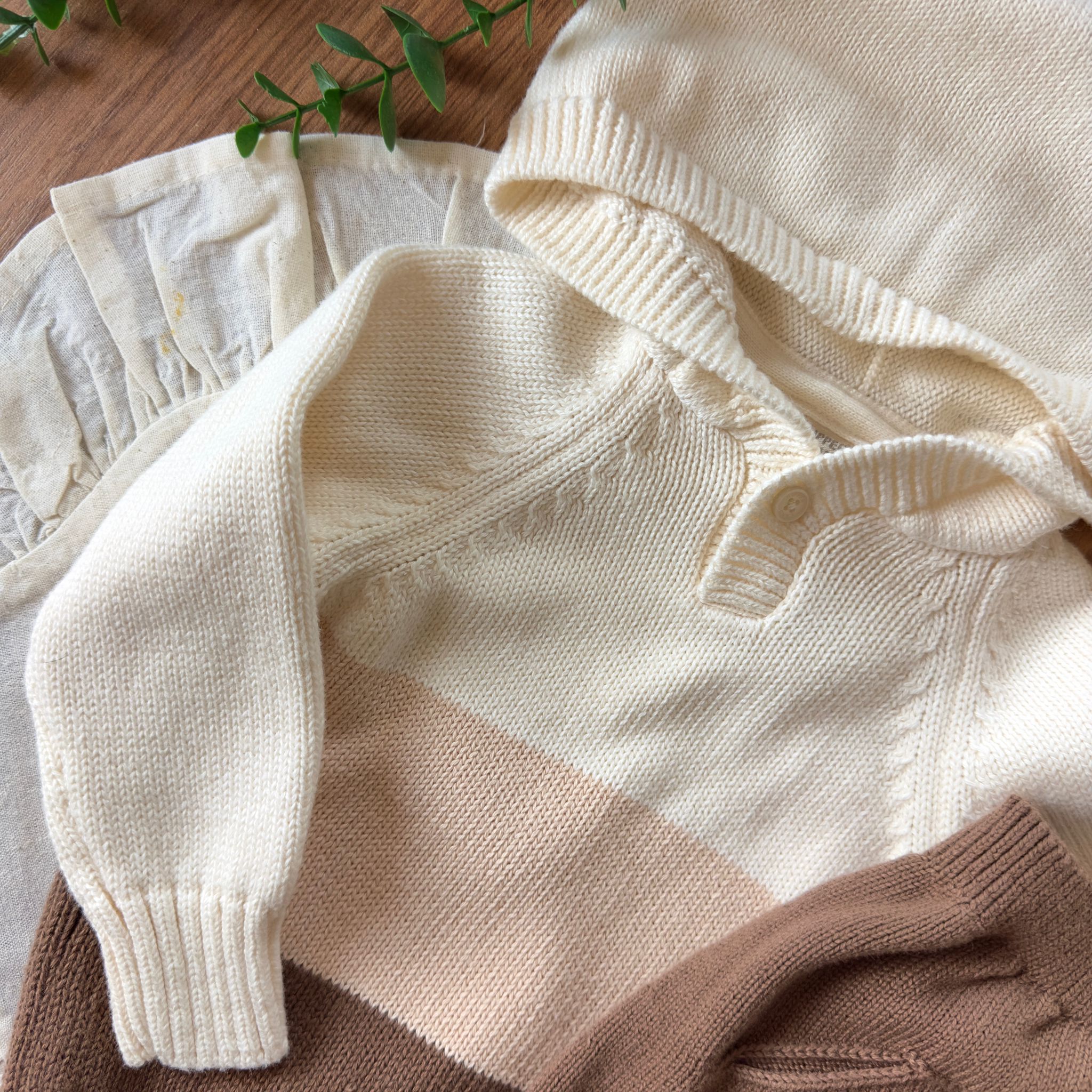 %100 Organik Pamuklu Erkek Bebek 2'li Triko Takım