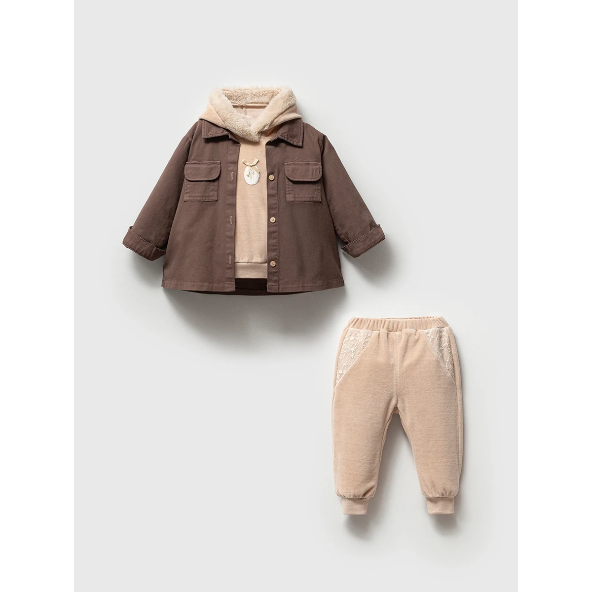 Ceketli Kız Bebek 3'lü Takım