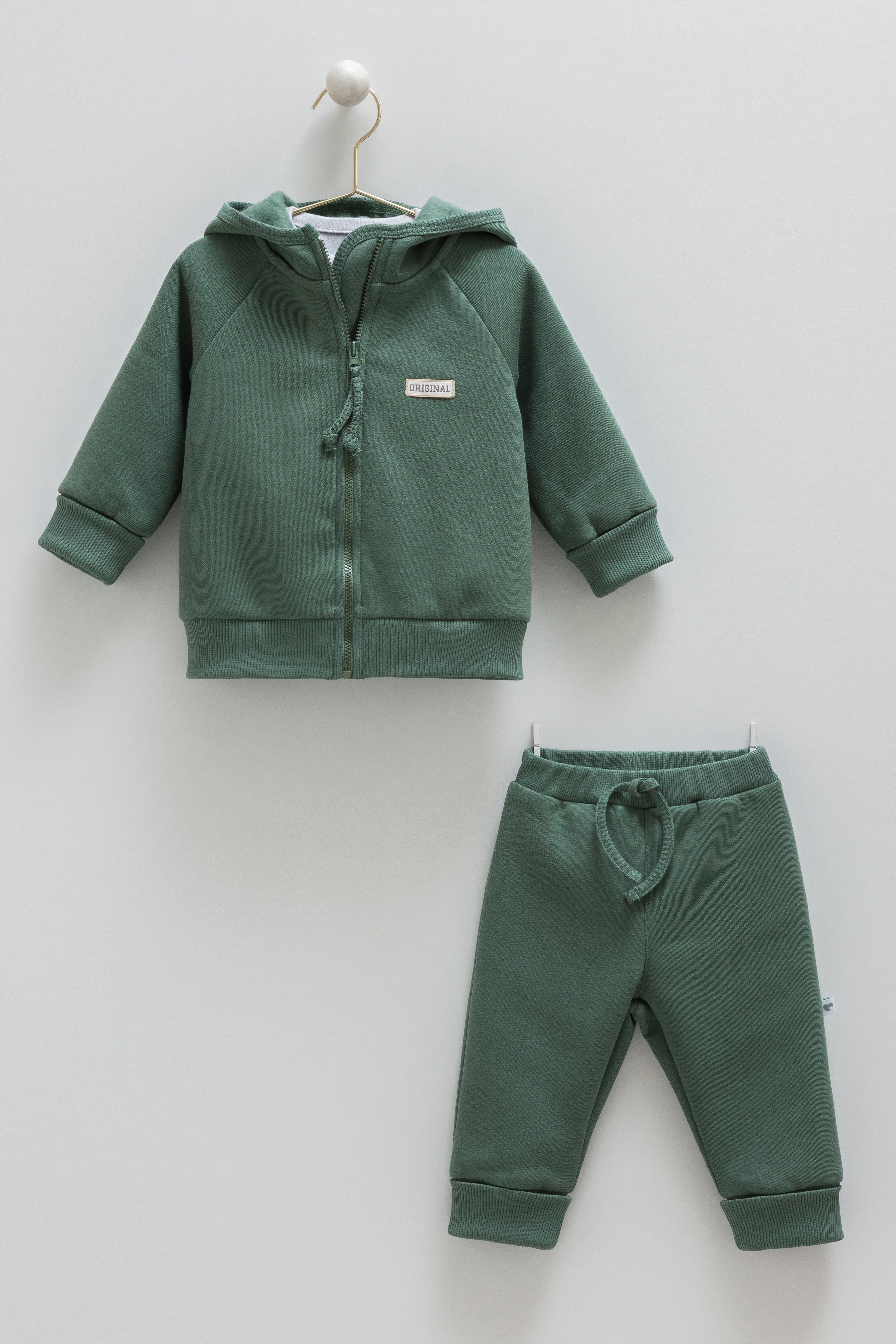 1896- Premium %100 Pamuklu Erkek Bebek Basic 3'lü Takım - Yeşil