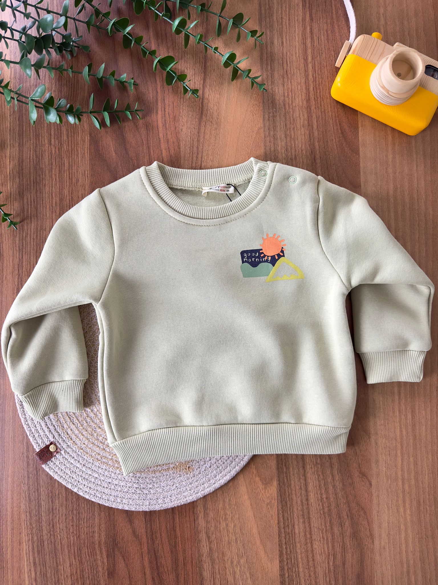 Erkek Bebek Şardonlu Sweat - Hardal