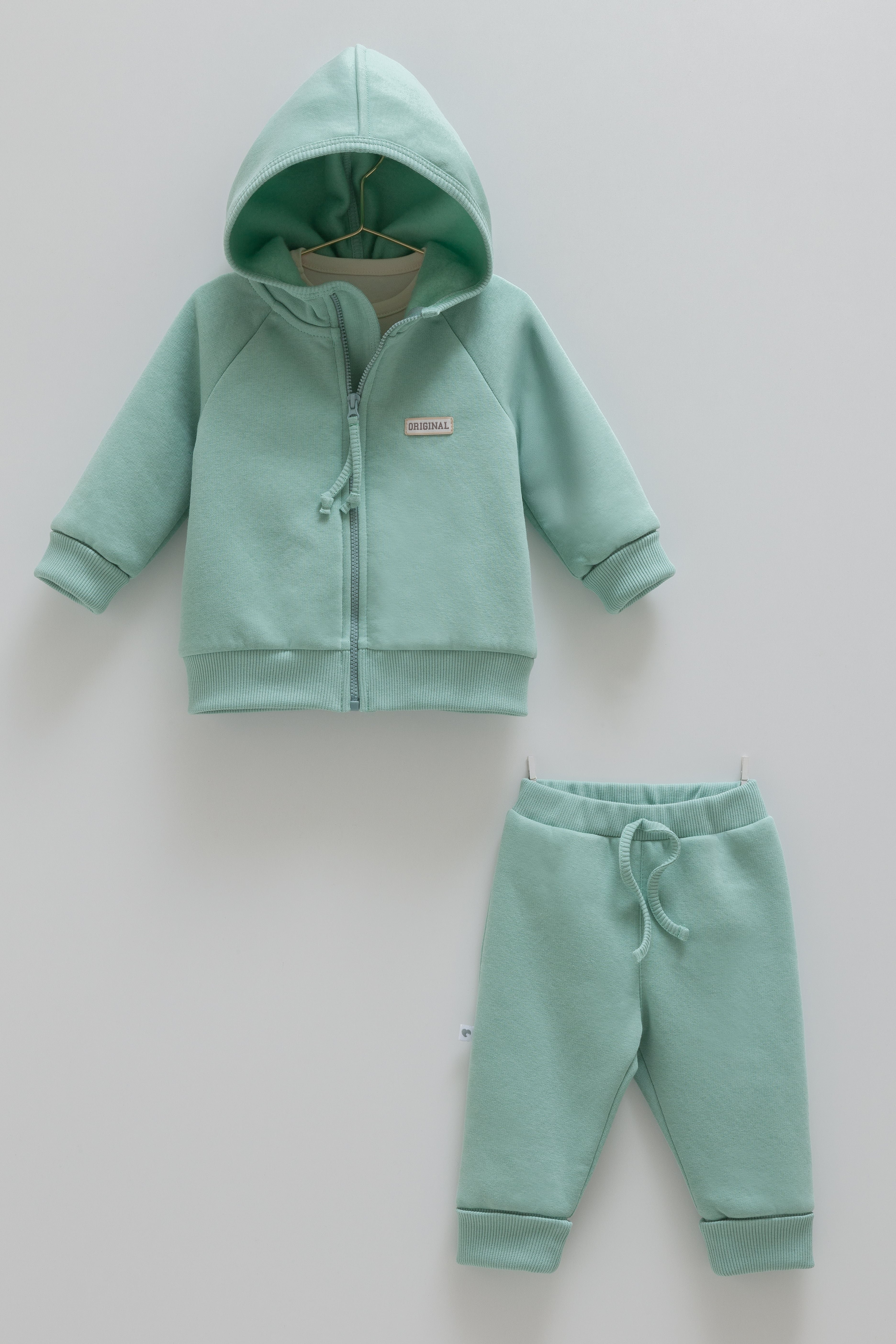 1898- Premium %100 Pamuklu Kız Bebek Basic 3'lü Takım  - Yeşil