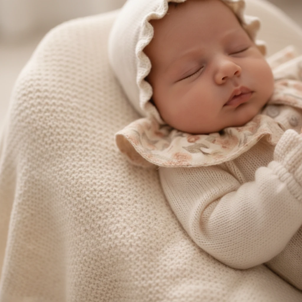 %100 Organik Pamuklu Müslin Bebe Yaka Detaylı Vintage Oyuncaklı 5'li Triko Hastane Çıkış Seti - Ekru