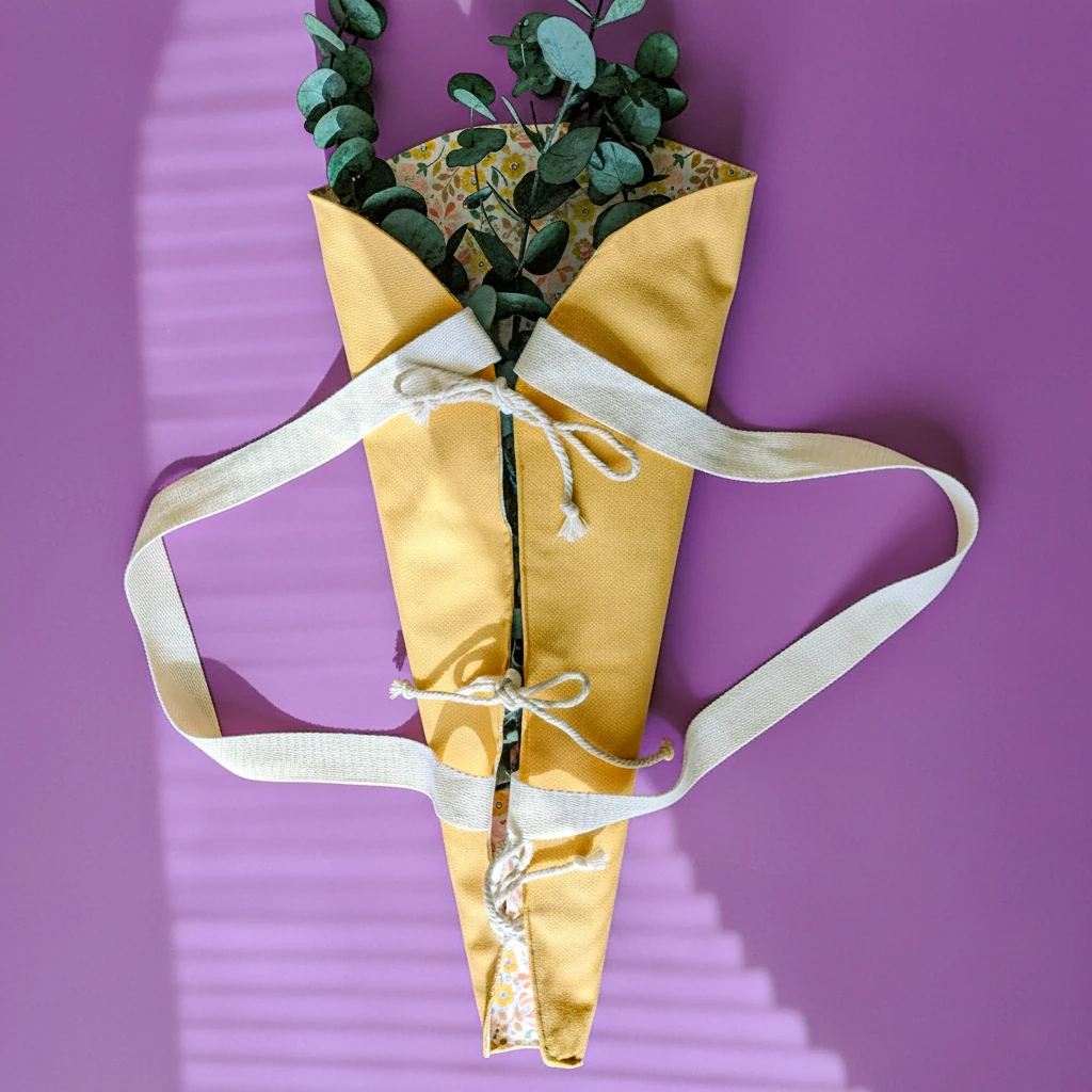 Sarı Retro Astarlı Çiçek Çantası