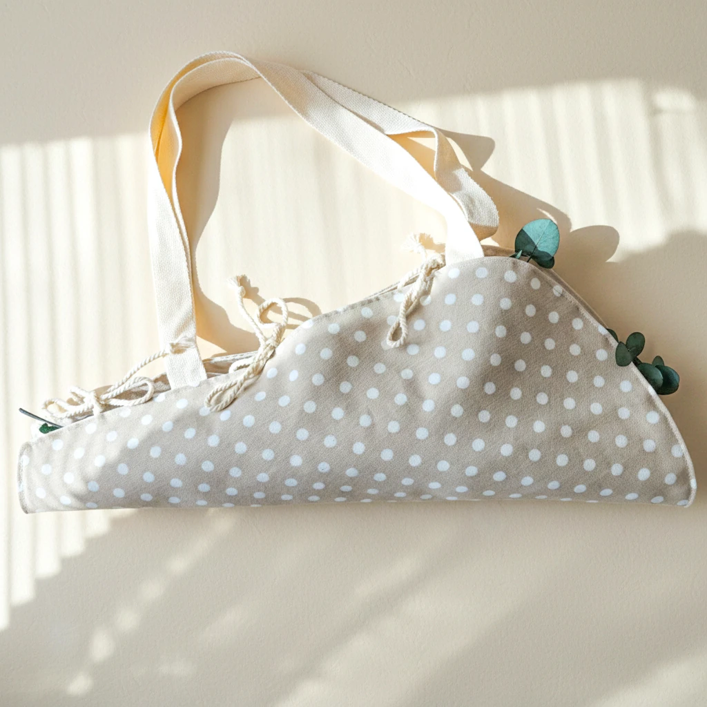 Bej Puantiyeli Çiçek Çantası