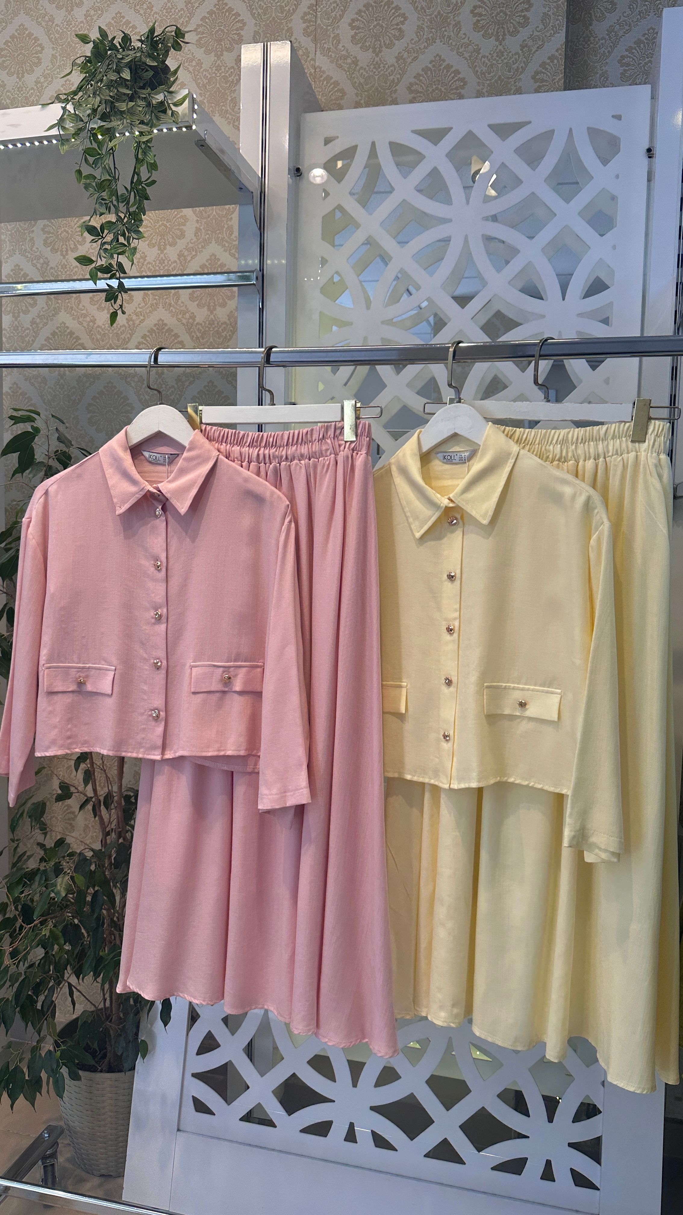 İkoll Etekli Prenses Takım  - Soft pudra pembe
