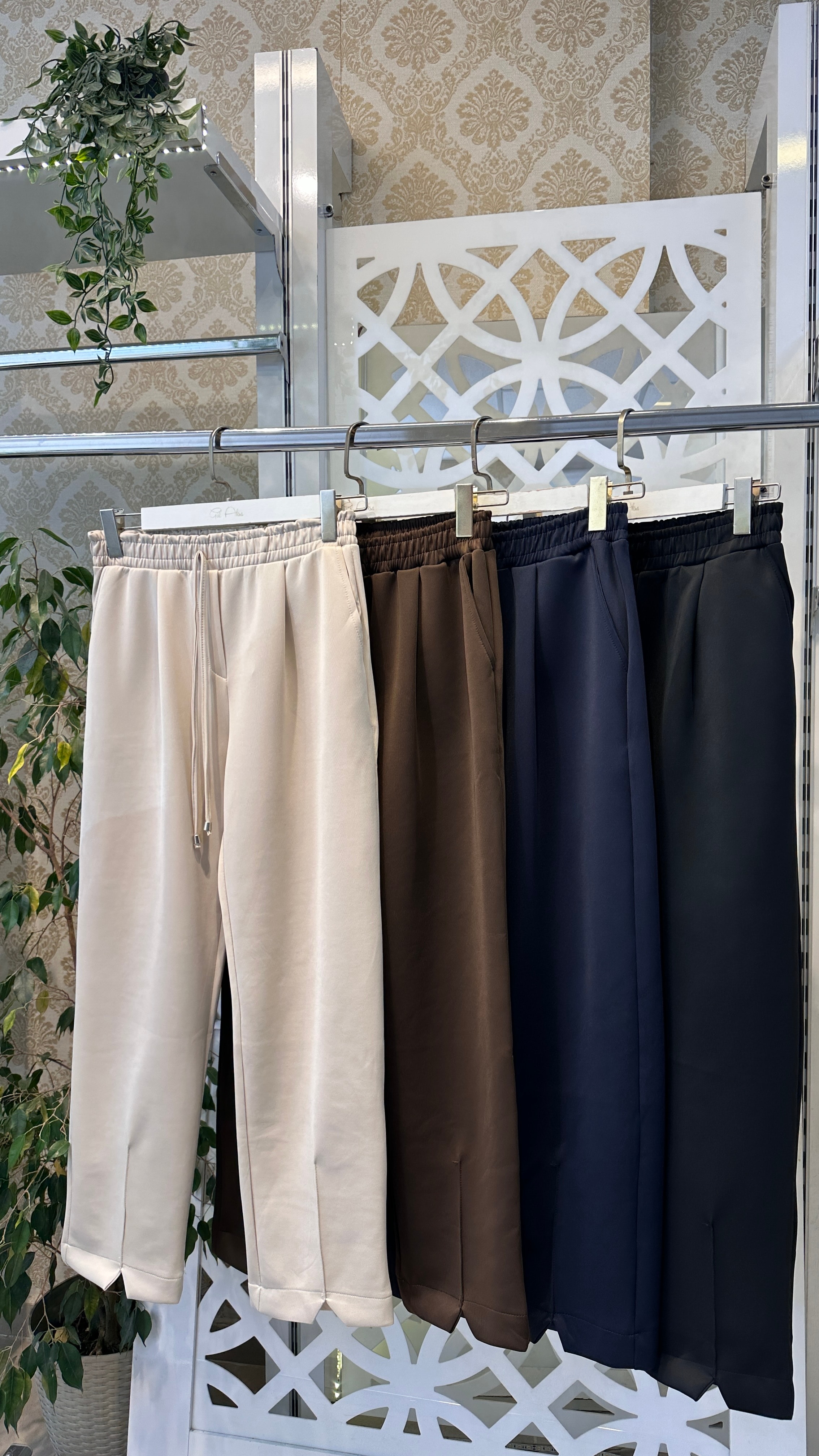 Paça kesik detaylı Scuba pantolon - bej