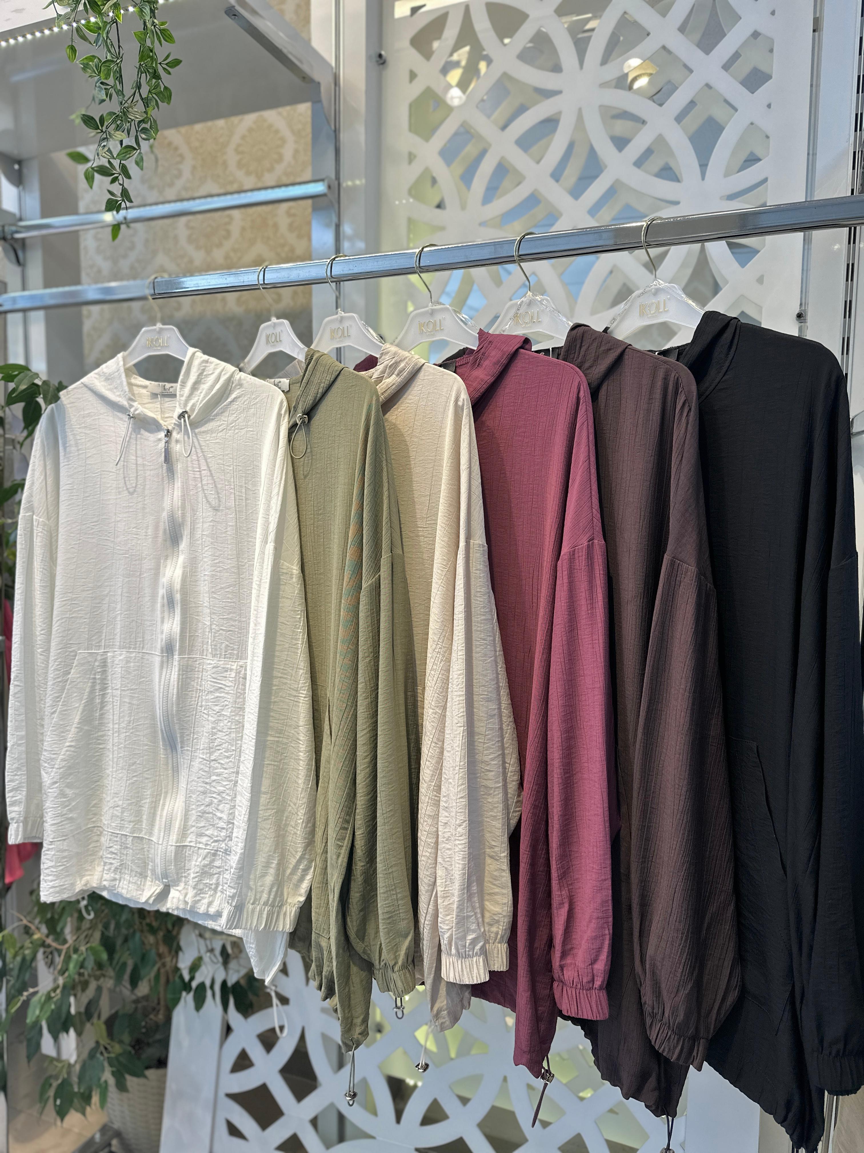 Yazlık kapüşonlu giy çık ceket  - Mint Yeşili