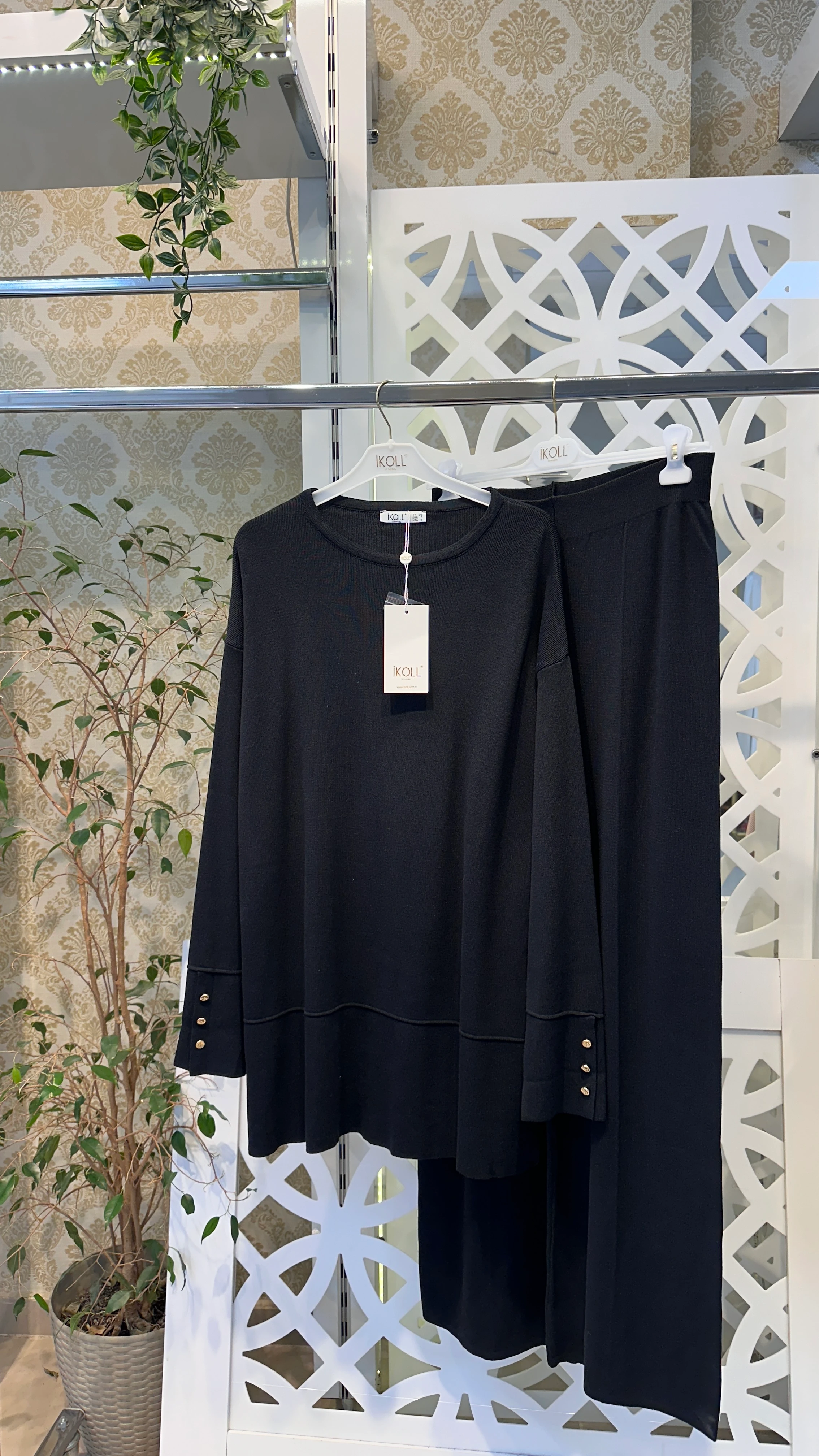 İKOLL SOĞUK İPLİK TRİKO TAKIM - Siyah