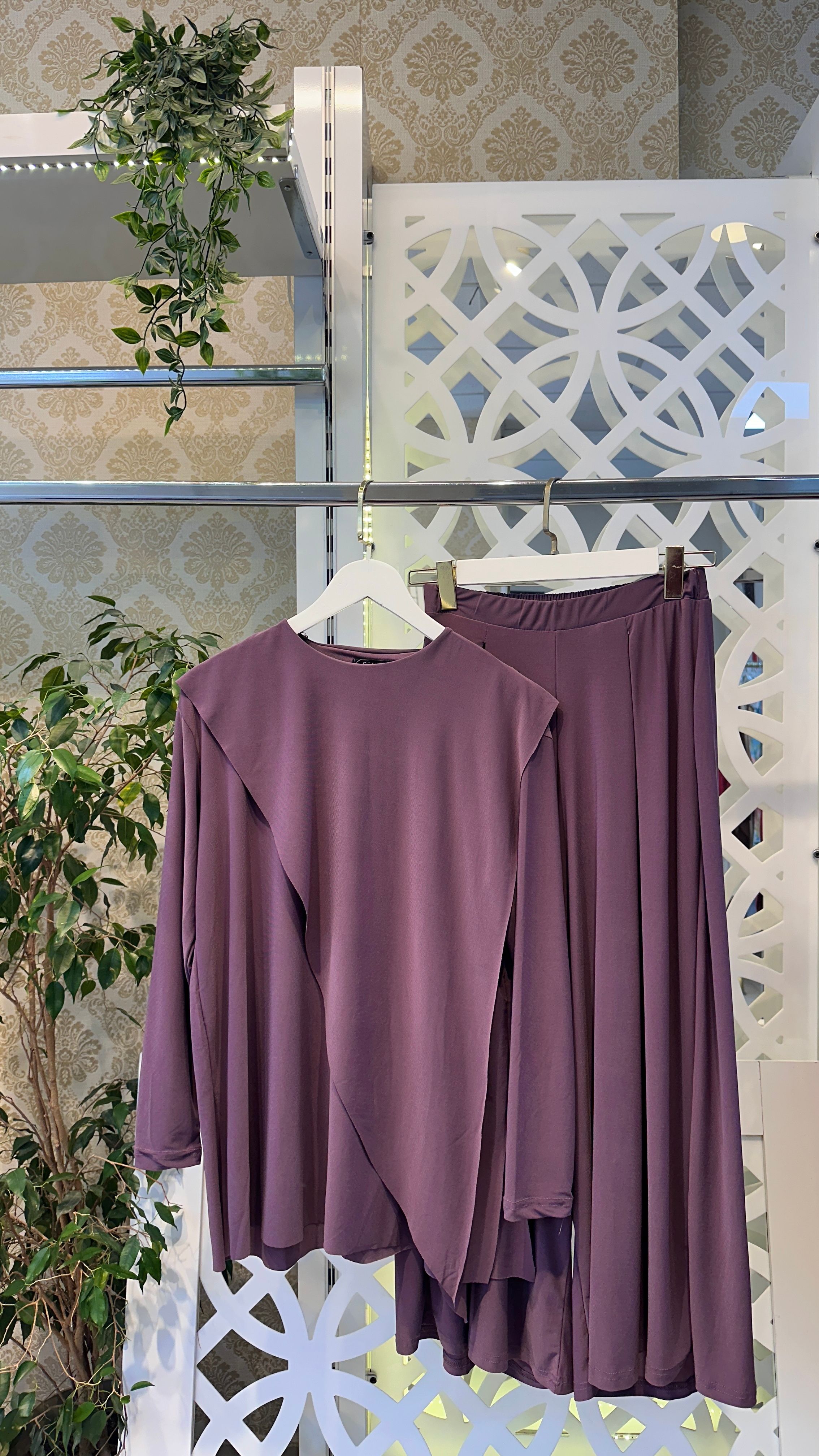 ÇAPRAZ MODEL PANTOLONLU TAKIM  - Lila