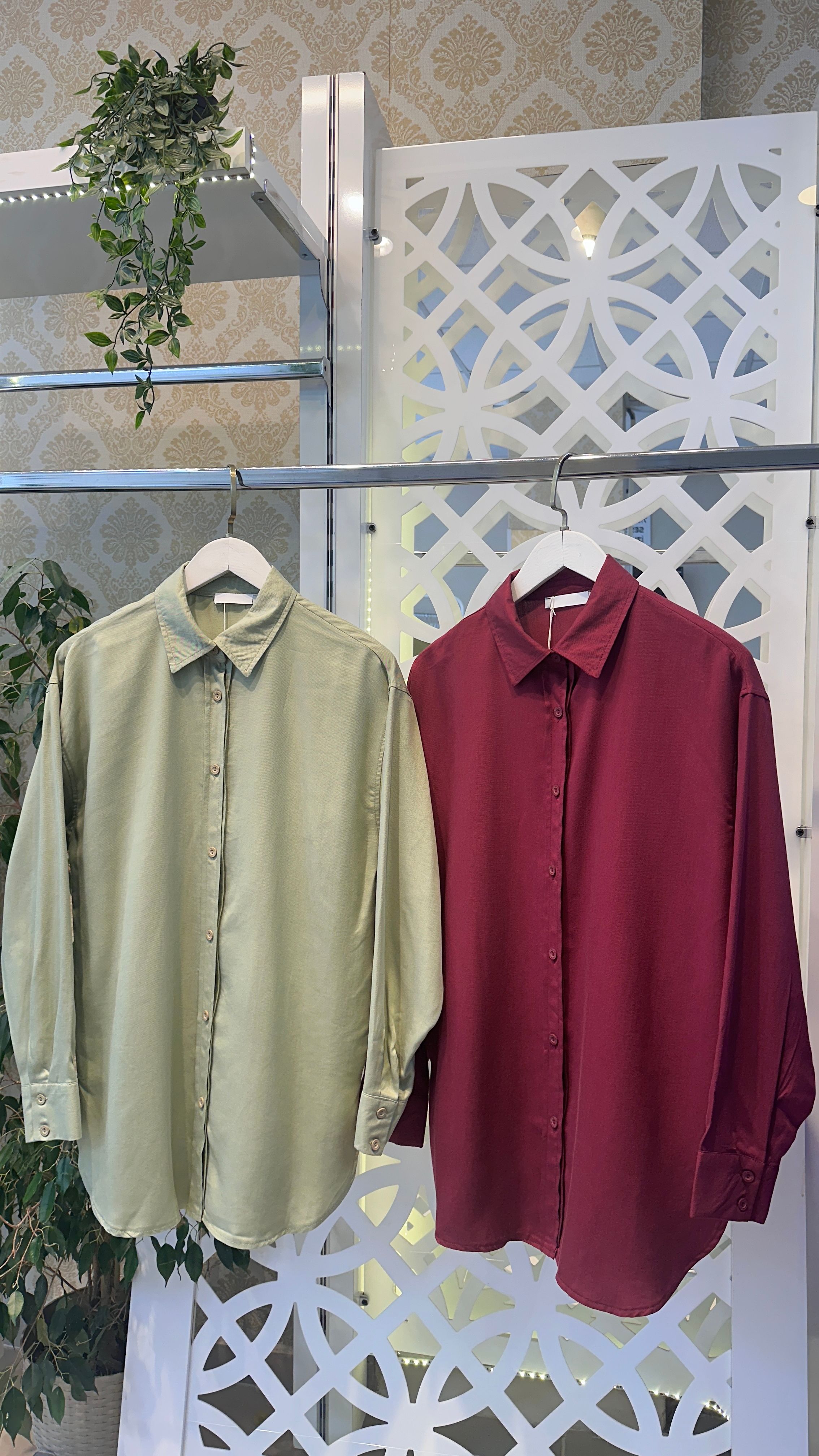 Düz basic tensel gömlek   - Mint Yeşili