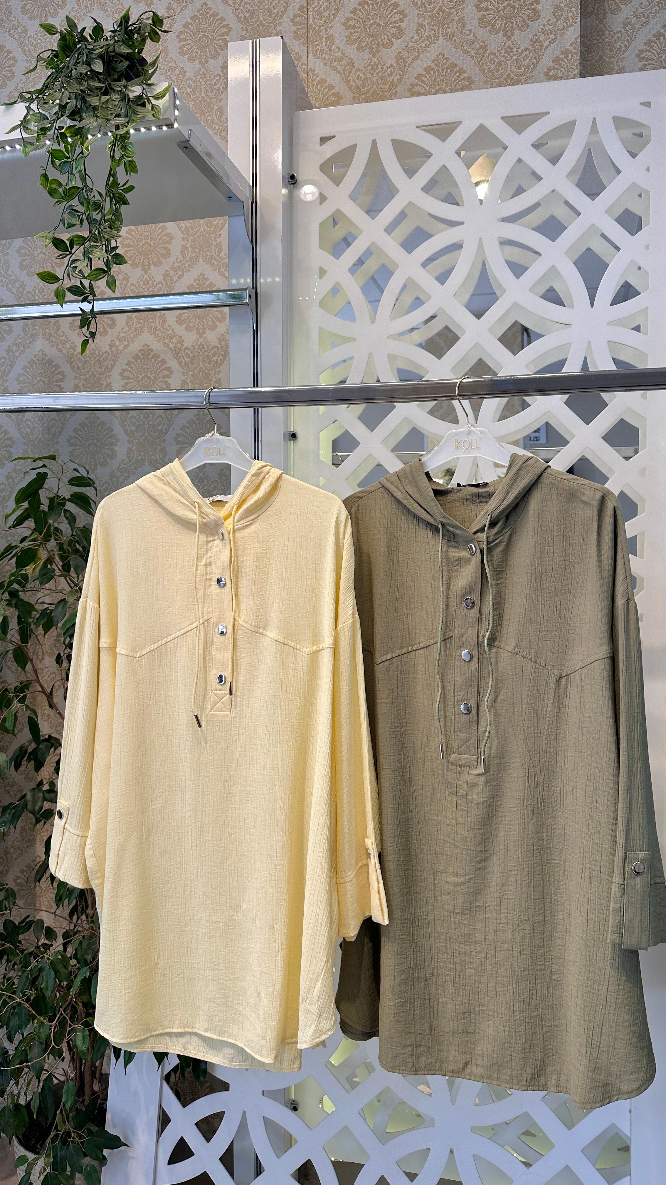 İkoll kapüşonlu tunik - Sarı