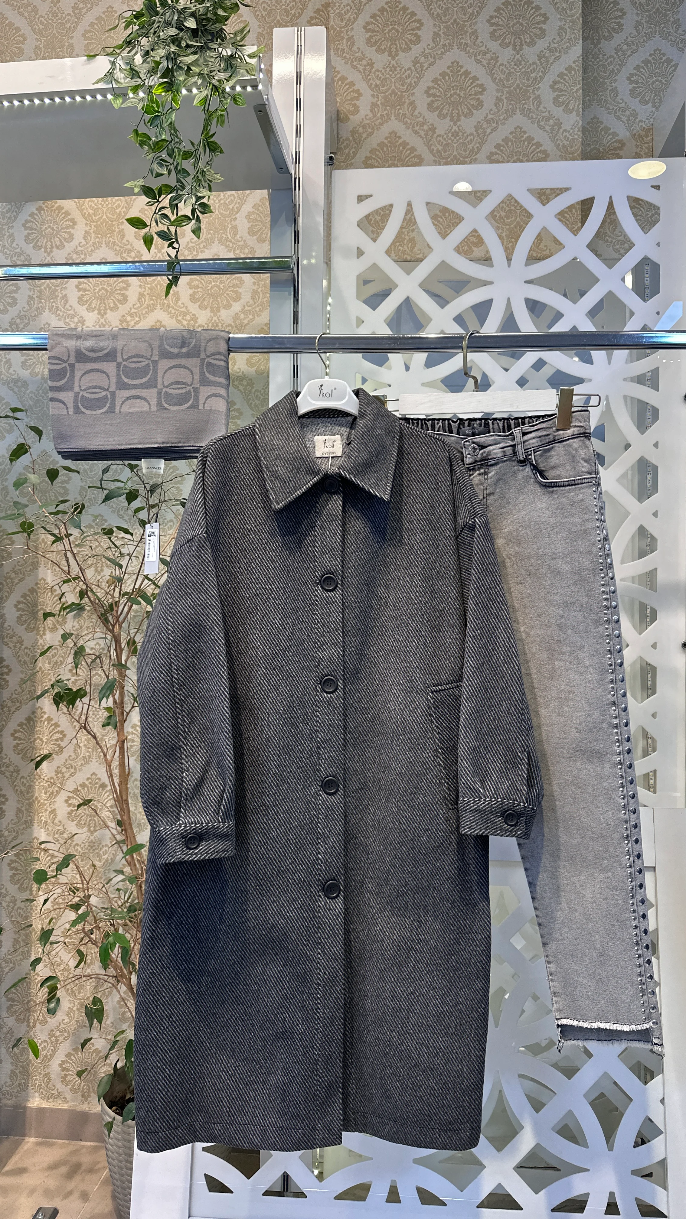 İkoll Kaşe Giy Çık Kaban - antrasit