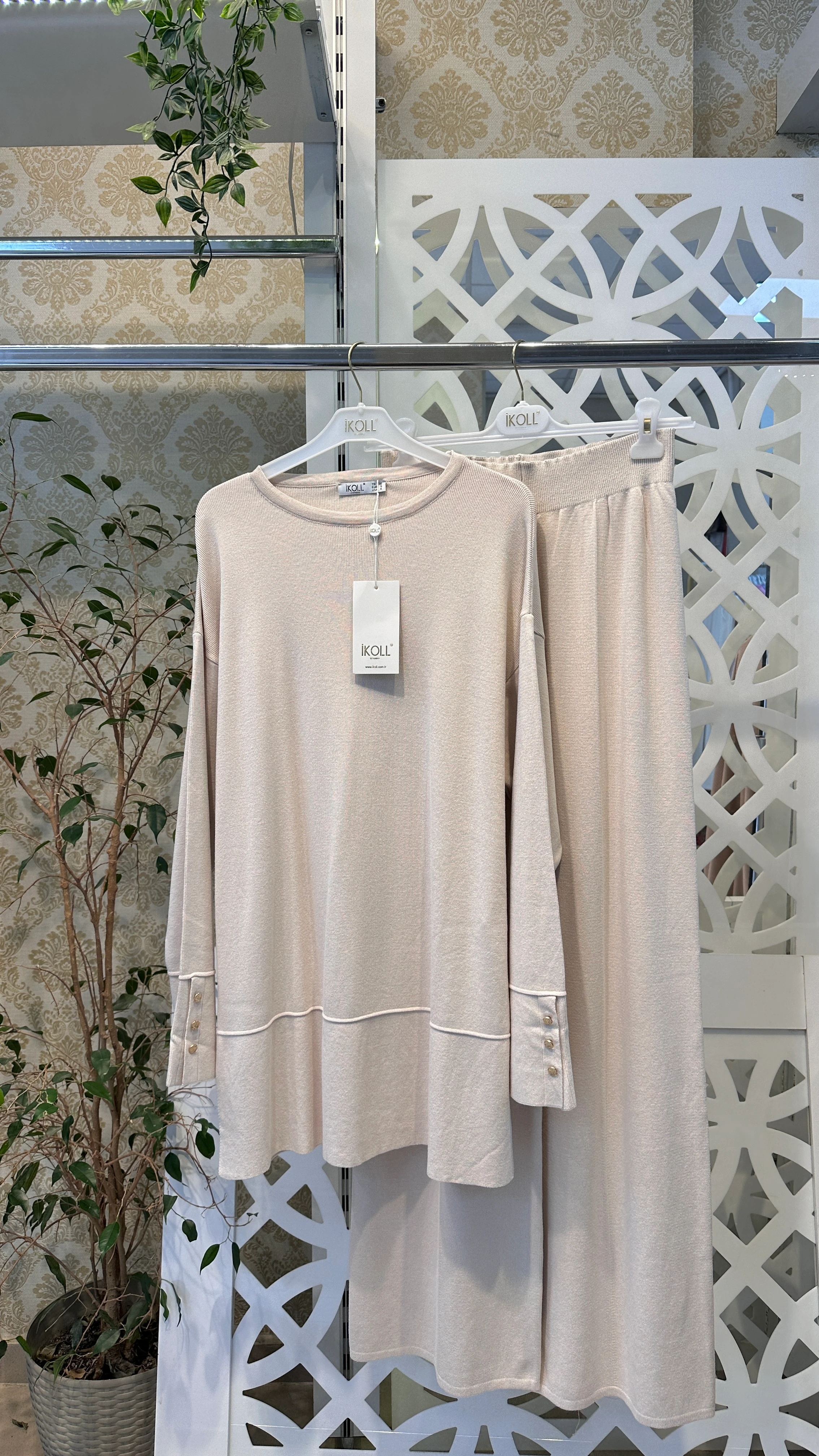 İKOLL SOĞUK İPLİK TRİKO TAKIM - bej