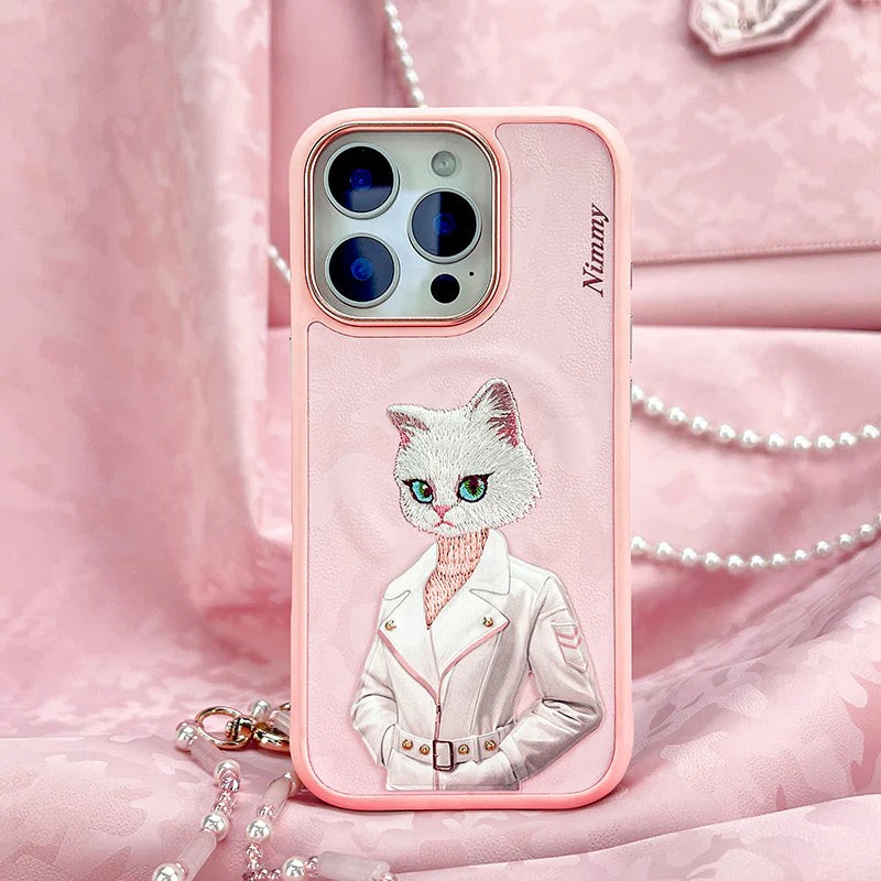 Nimmy iPhone 16 Pro Max Kılıf, Magnetic Fashion Pet/Fashion White Cat