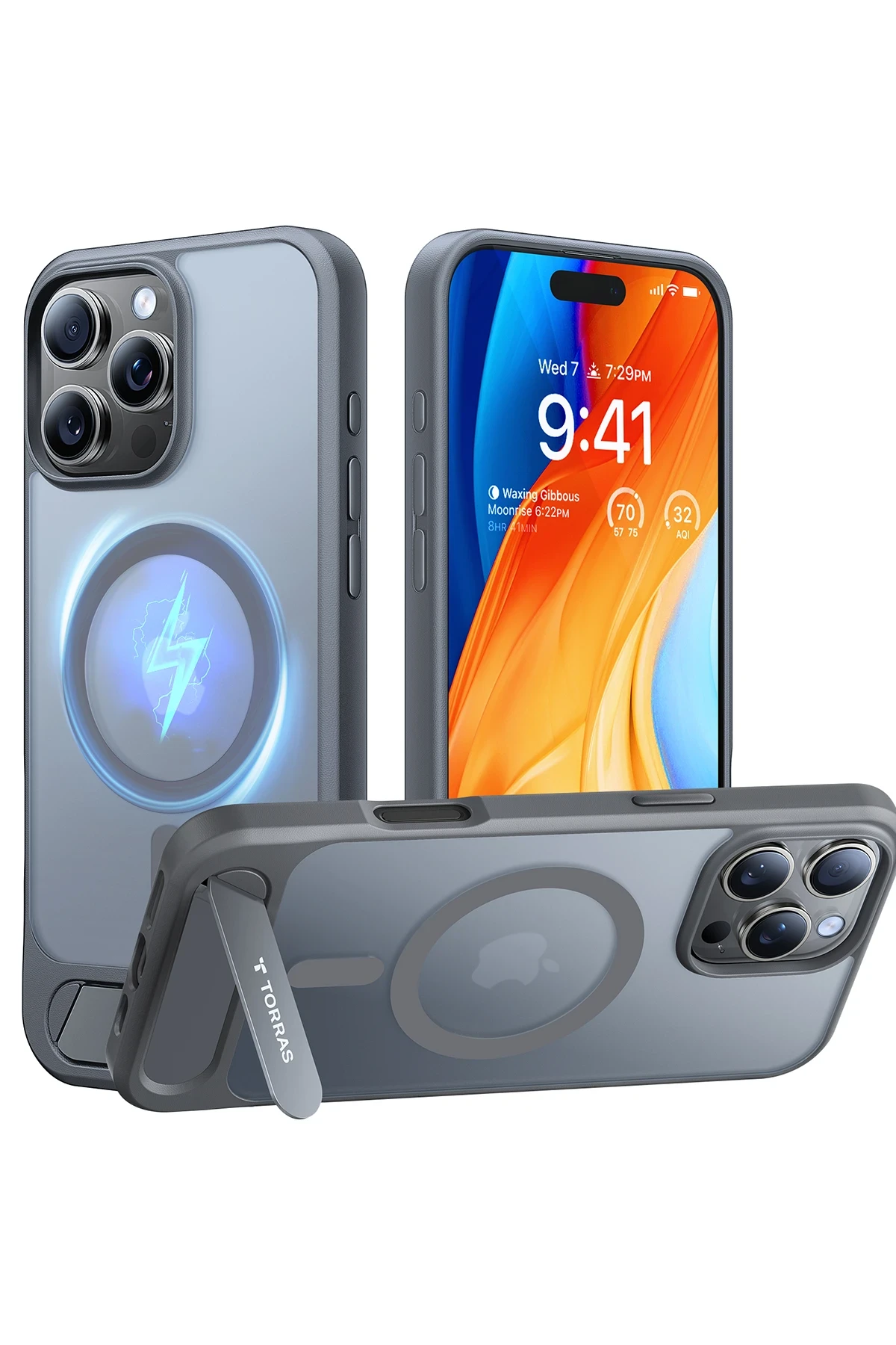 Torras Apple iPhone 16 Pro Max P Stand Serisi Magsafe Kılıf - Titan Gri