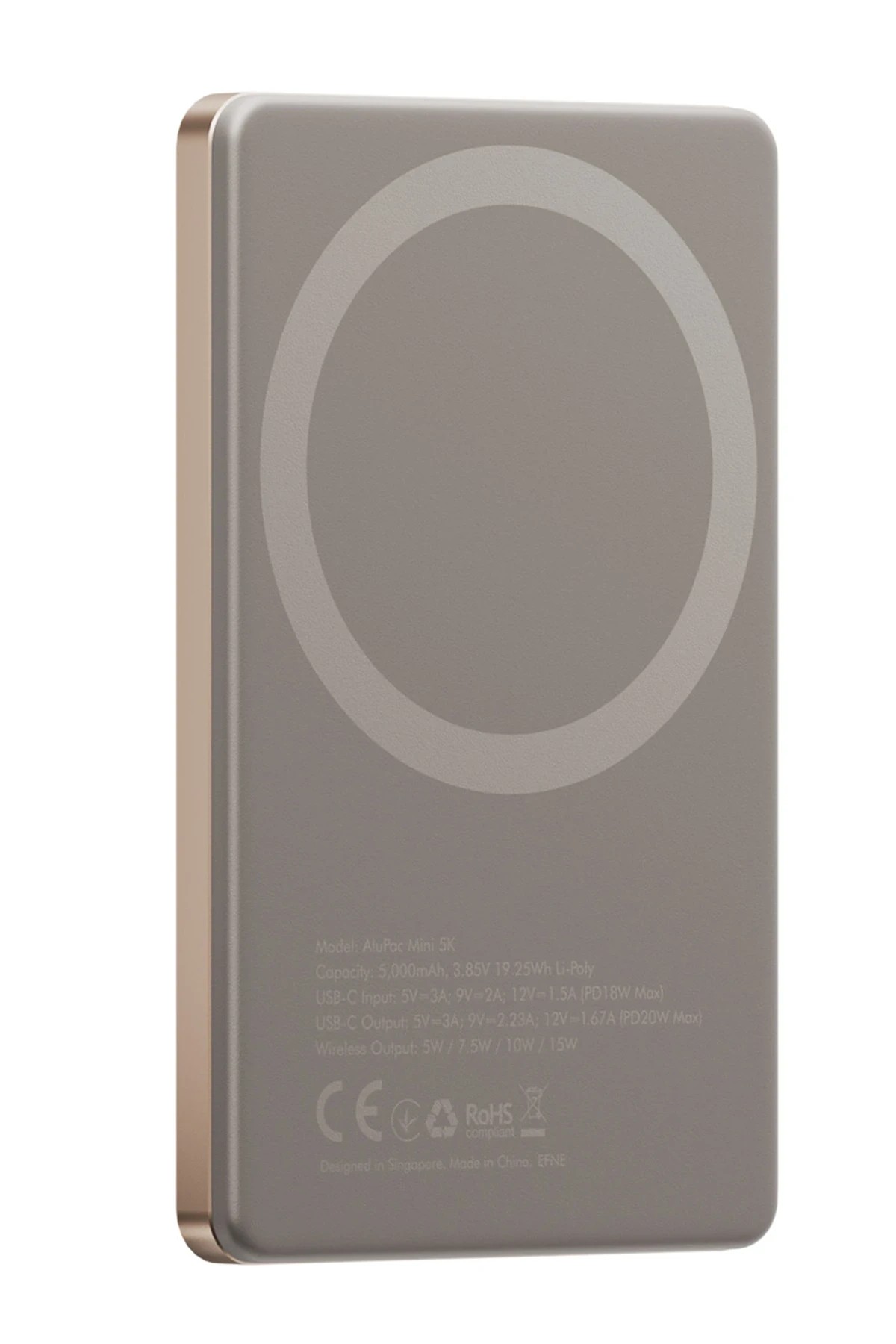 Energea AluPac Mini 5K 5.000 mAh 20W Type-C ve 15W Kablosuz Şarj Çıkışlı PD Hızlı Şarj Magsafe Powerbank - Gold