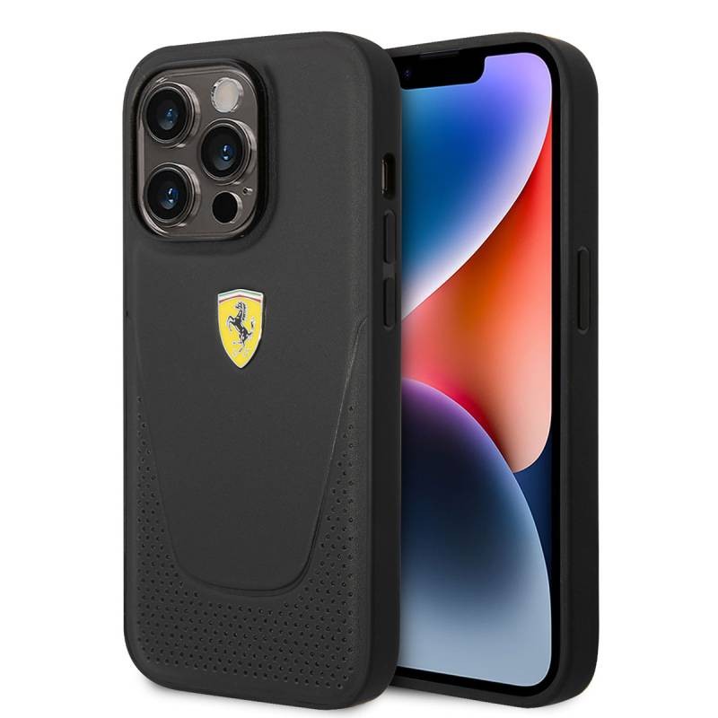 FERRARİ HC LEATHER VICI PERFORATED BLACK iPhone 14 PRO MAX FEHCP14XRVIK