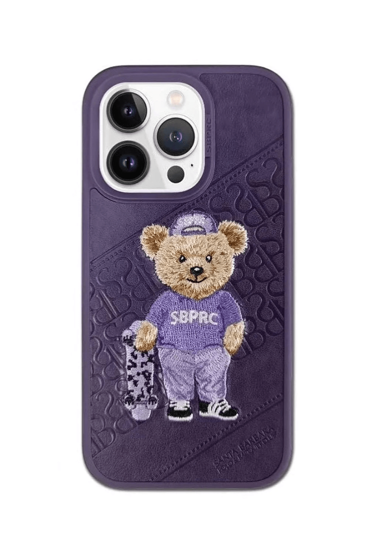 Apple iPhone 14 Pro Max Compatible Crete Series PU Leather Embroidery Case - Deep Purple