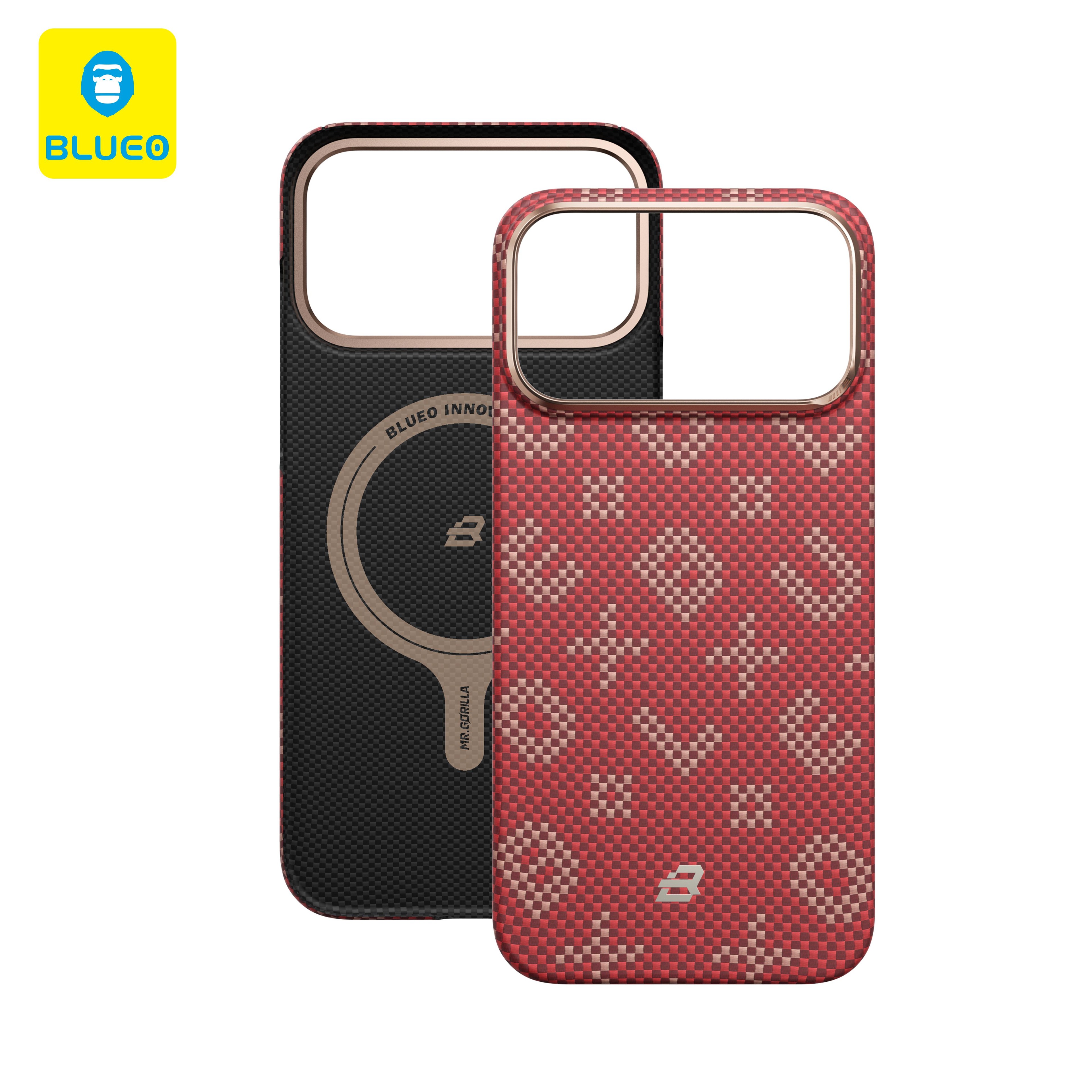 Blueo Gilded Tactile Wowen iPhone 17 Pro Max Uyumlu MagSafe Özellikli Galaxy Aramid Fiber Red