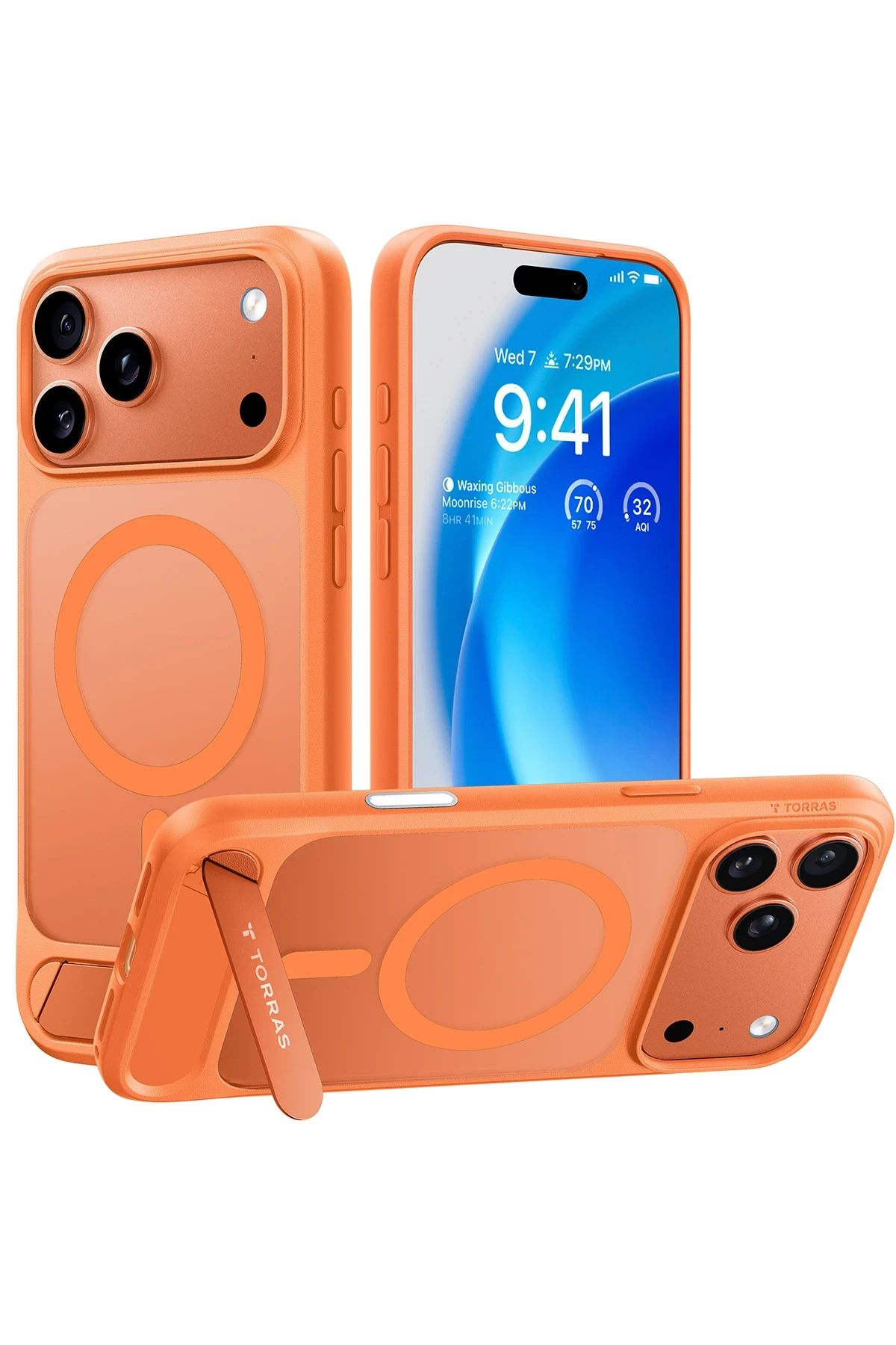 Torras Apple iPhone 17 Pro P Stand Serisi Magsafe Kılıf - Turuncu