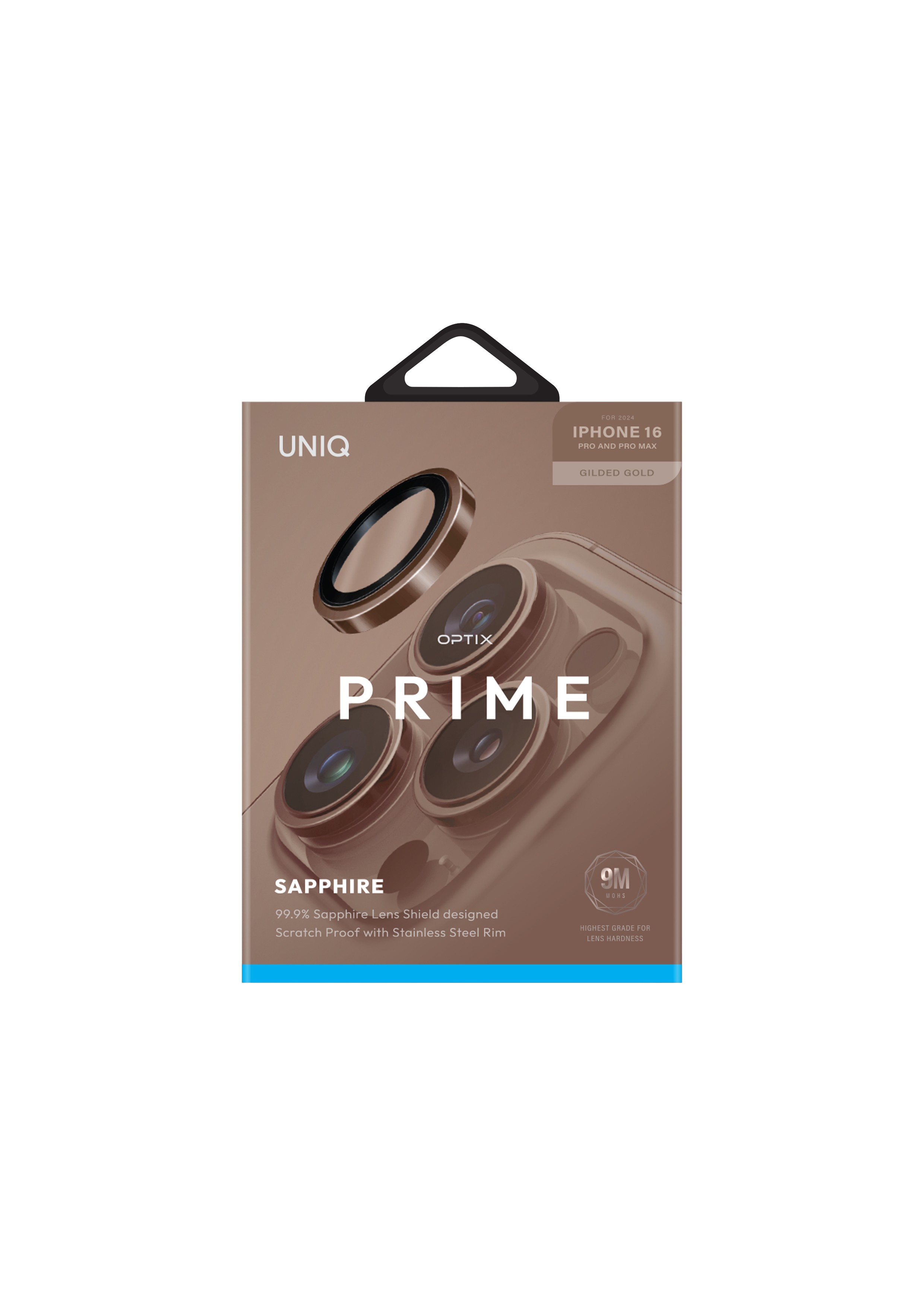 Unıq Optik Çelik Çerçeveli Kamera Koruyucu Lens 16 Pro Max - Gılden Gold
