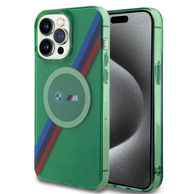 BMW HC MAGSAFE M TRICOLOR STRIPES GREEN iPhone 15 PRO MAX BMHMP15XHDTN