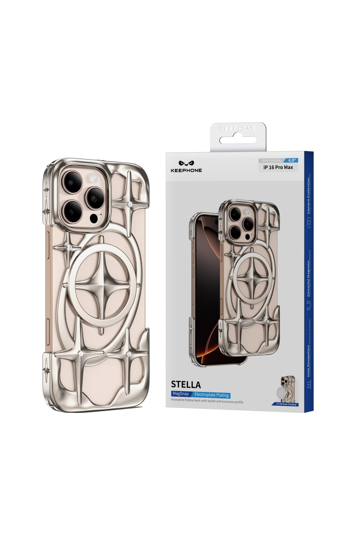 Keephone iPhone 16 Pro Stella Magsafe Kılıf - Gold
