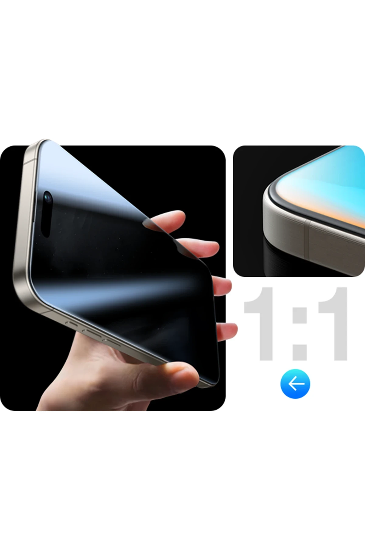 Torras Apple iPhone 16 Pro Install Master AutoKit Privacy Cam Ekran Koruyucu - Siyah