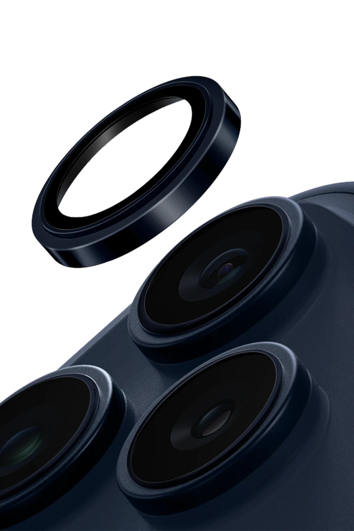 Uniq iPhone 17 Pro Max Optix Çelik Çerçeveli Sapphire Kamera Lens Koruyucu - Lacivert