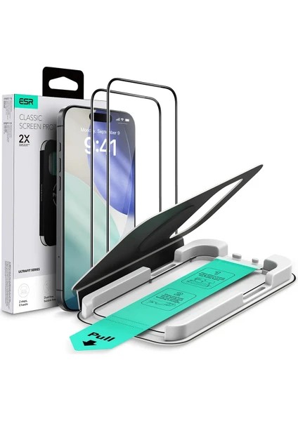 ESR Apple iPhone 17 Pro UltraFit Classic 2 Adet Cam Ekran Koruyucu - Siyah