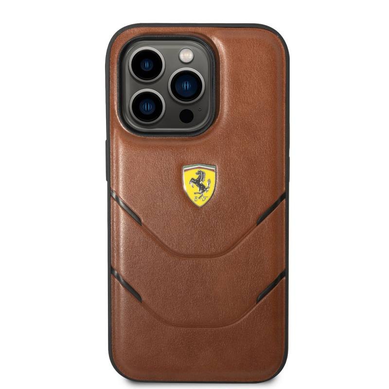 FERRARİ HC PU HOT STAMP LINES CAMEL iPhone 14 PRO MAX FEHCP14XPBAC