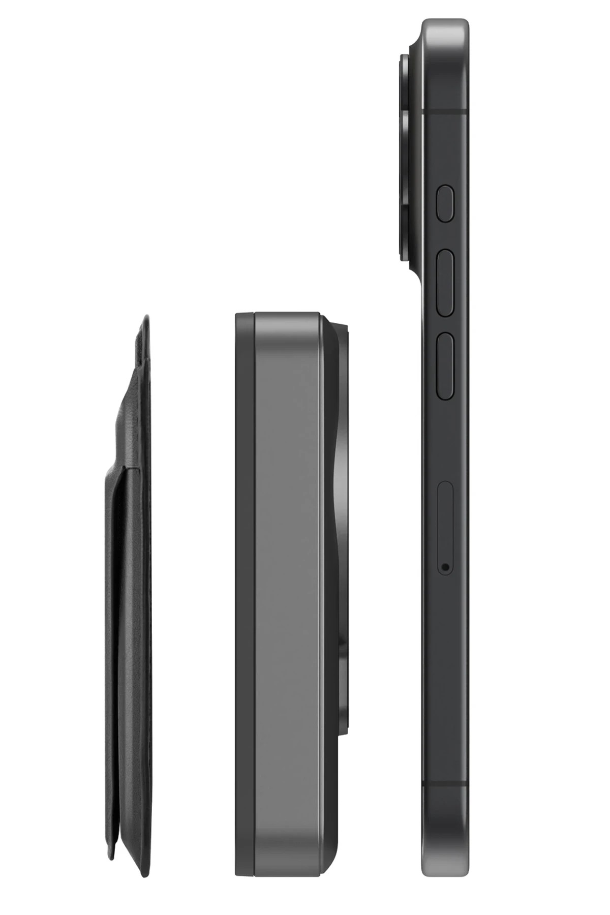 Energea MagWallet Card 10K 10.000 mAh 20W Type-C ve 15W Kablosuz Şarj Çıkışlı Ekstra Stand Özellikli Magsafe Kartlıklı PD Hızlı Şarj Magsafe Powerbank - Koyu Gri