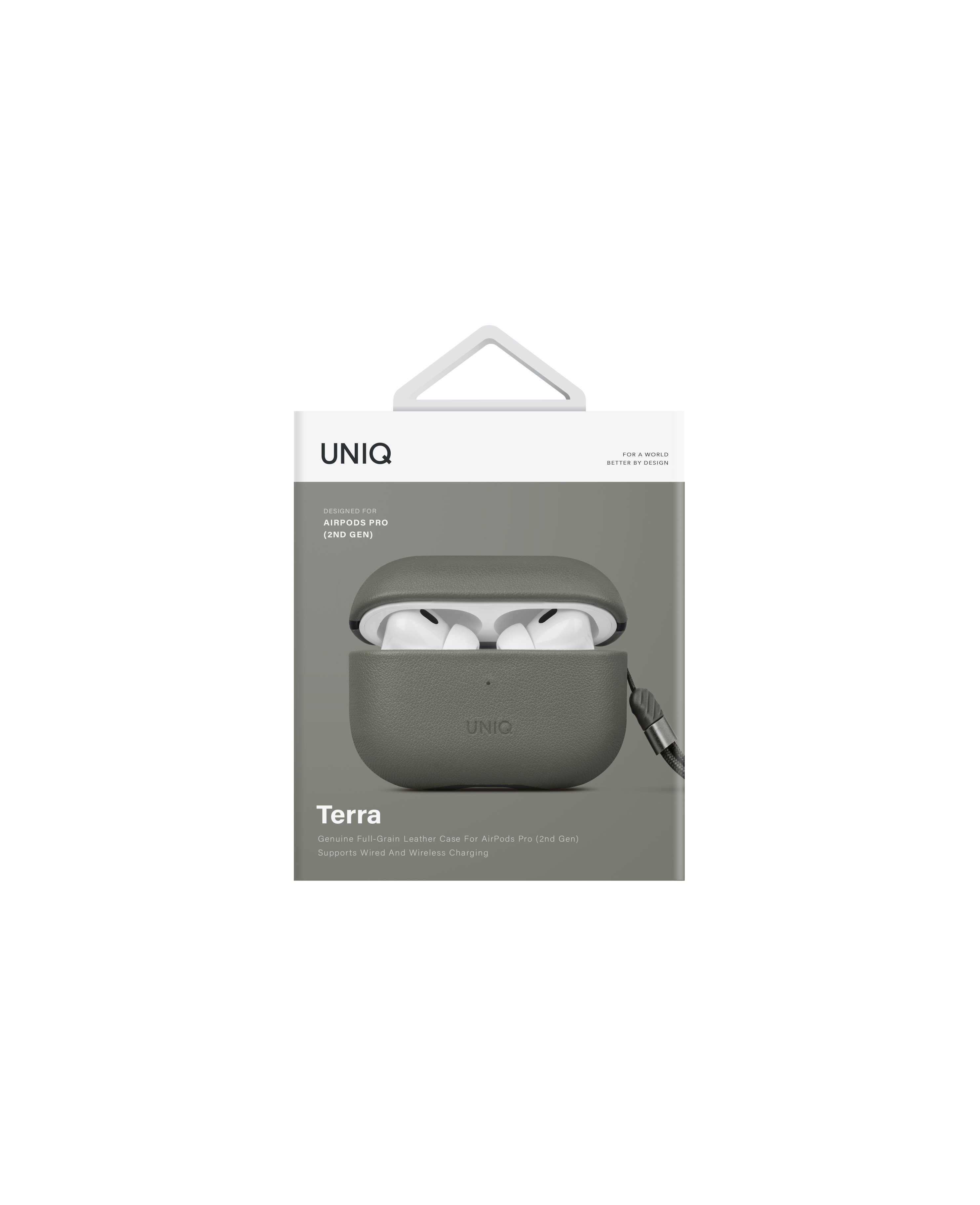 Uniq Airpods Pro 2 (2.nesil) Terra Genuine Deri Kılıf - Yeşil