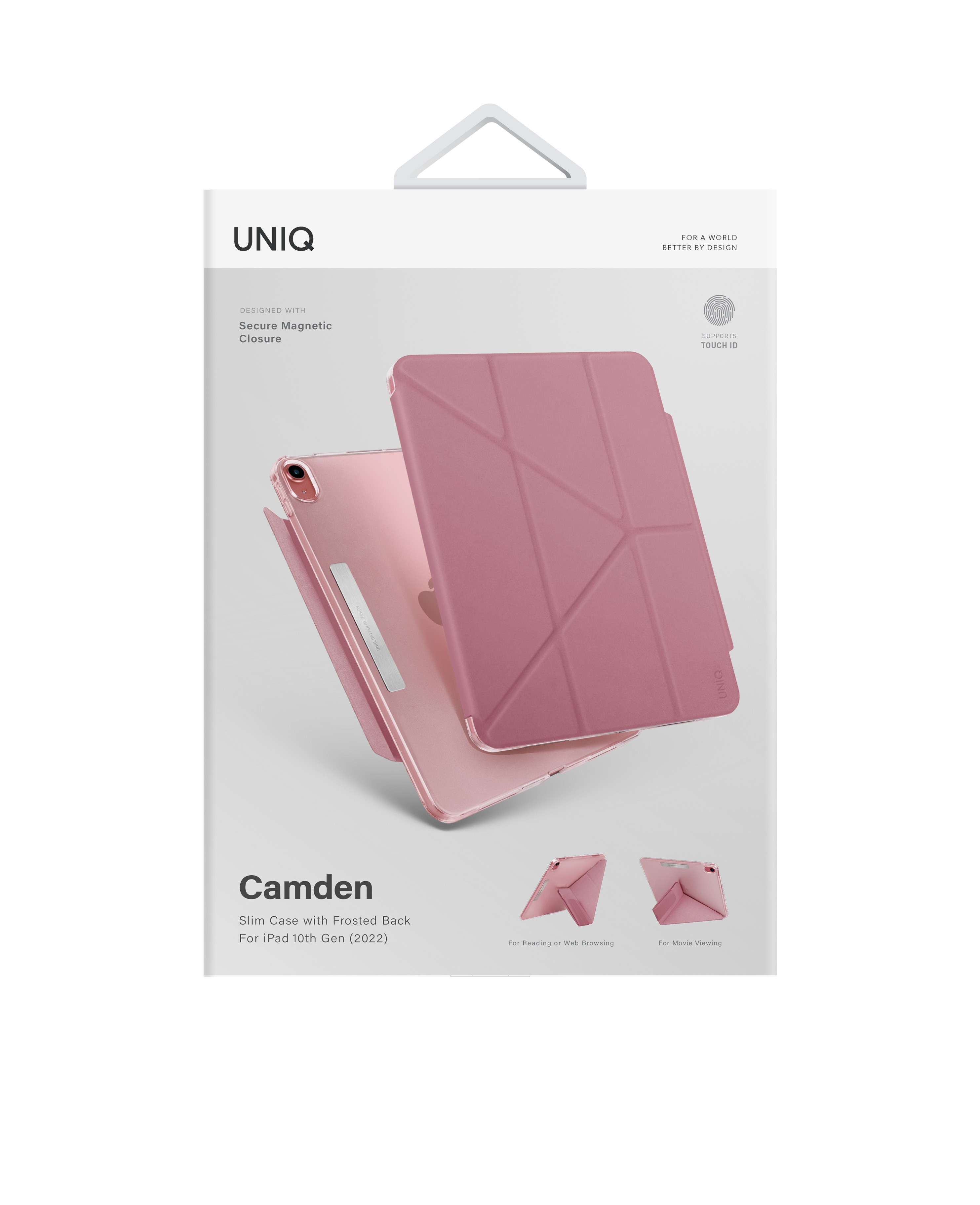 Uniq iPad 2022 10.9 (10.nesil) Camden Katlanabilir Tablet Kapak - Koyu Pembe