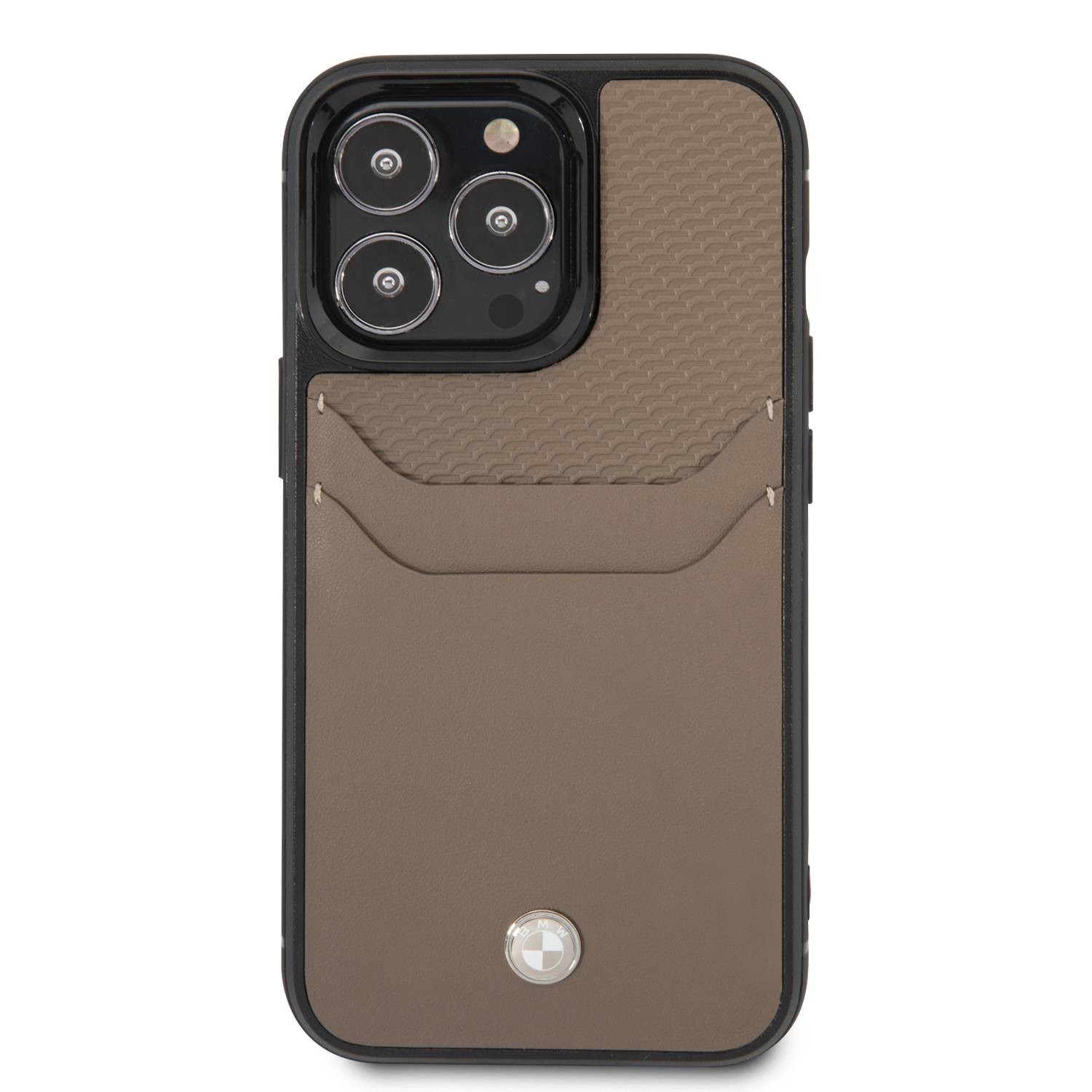 BMW Apple iPhone 14 Pro Compatible Signature Series PU LEATHER CARD HASS BMHCP14L22RSEPT - Brown