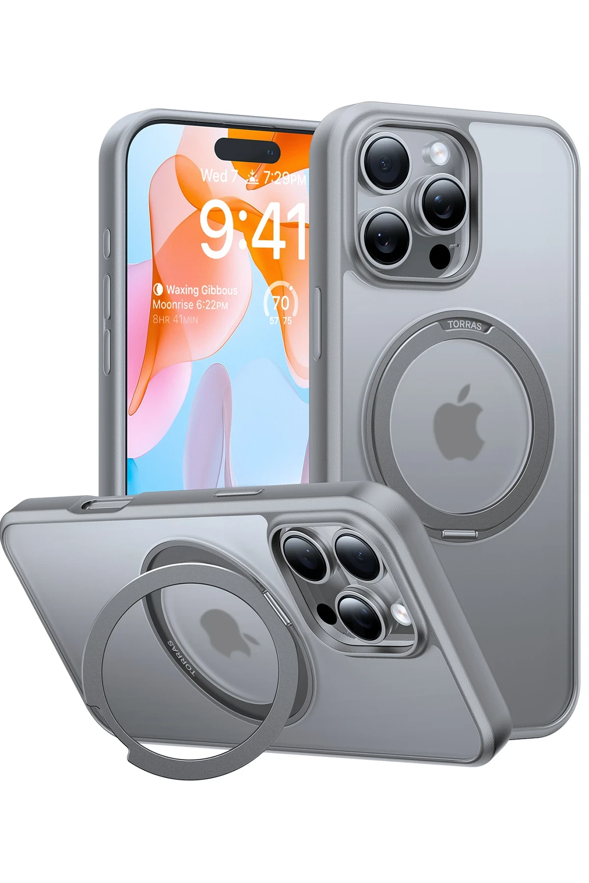 Torras Apple iPhone 16 Pro Max O Stand Pro Serisi Magsafe Kılıf - Titan Gri