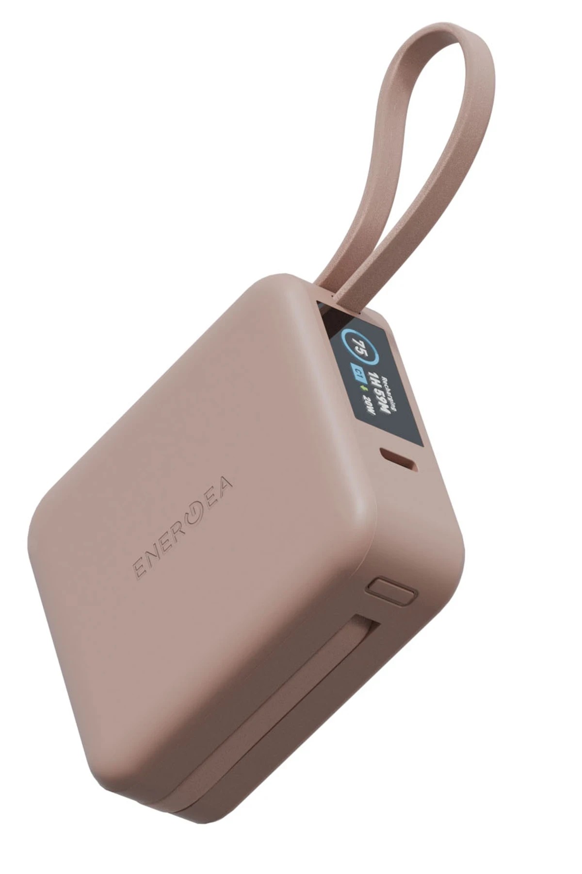 Energea MagPac Mini Plus Dijital Göstergeli 10.000 mAh 20W Type-C 2 Adet 20W Type-C Kablo Çıkışlı 15W Telefon Saat Kablosuz Şarj Destekli Magsafe Powerbank - Pembe